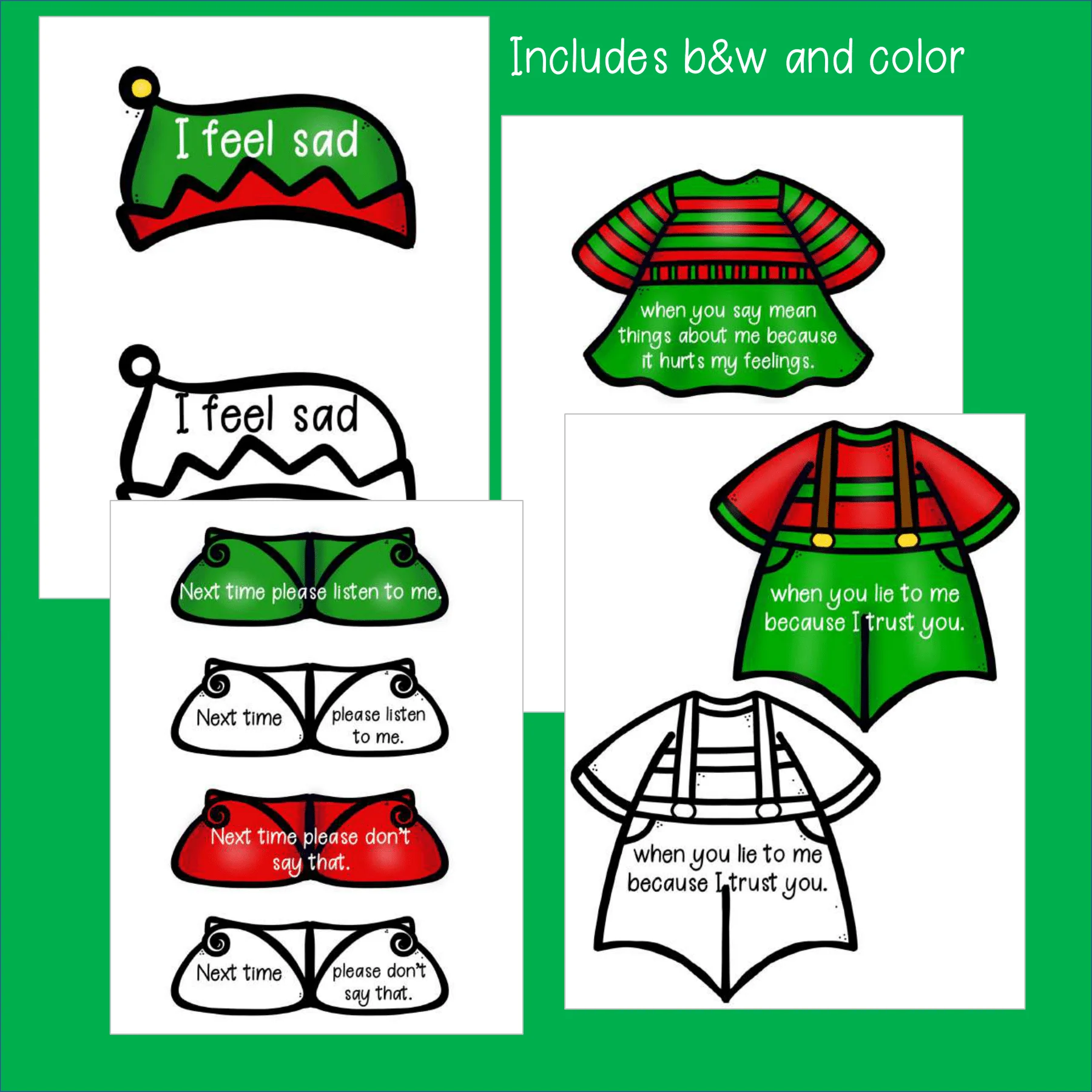 Conflict Resolution Christmas Activity Dress an Elf with I-Statements - Image 4