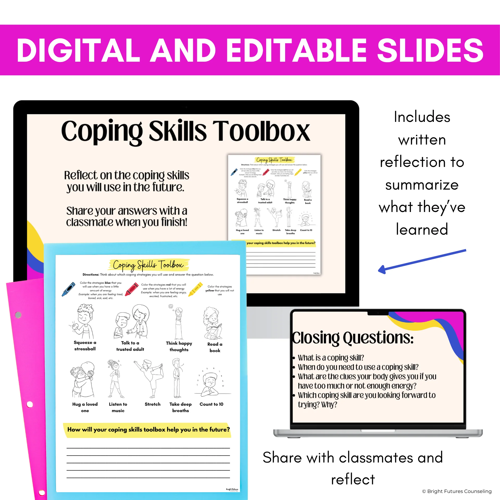 Coping Skills Activity & Lesson - Digital Lesson with Coping Strategies Visuals - Image 7