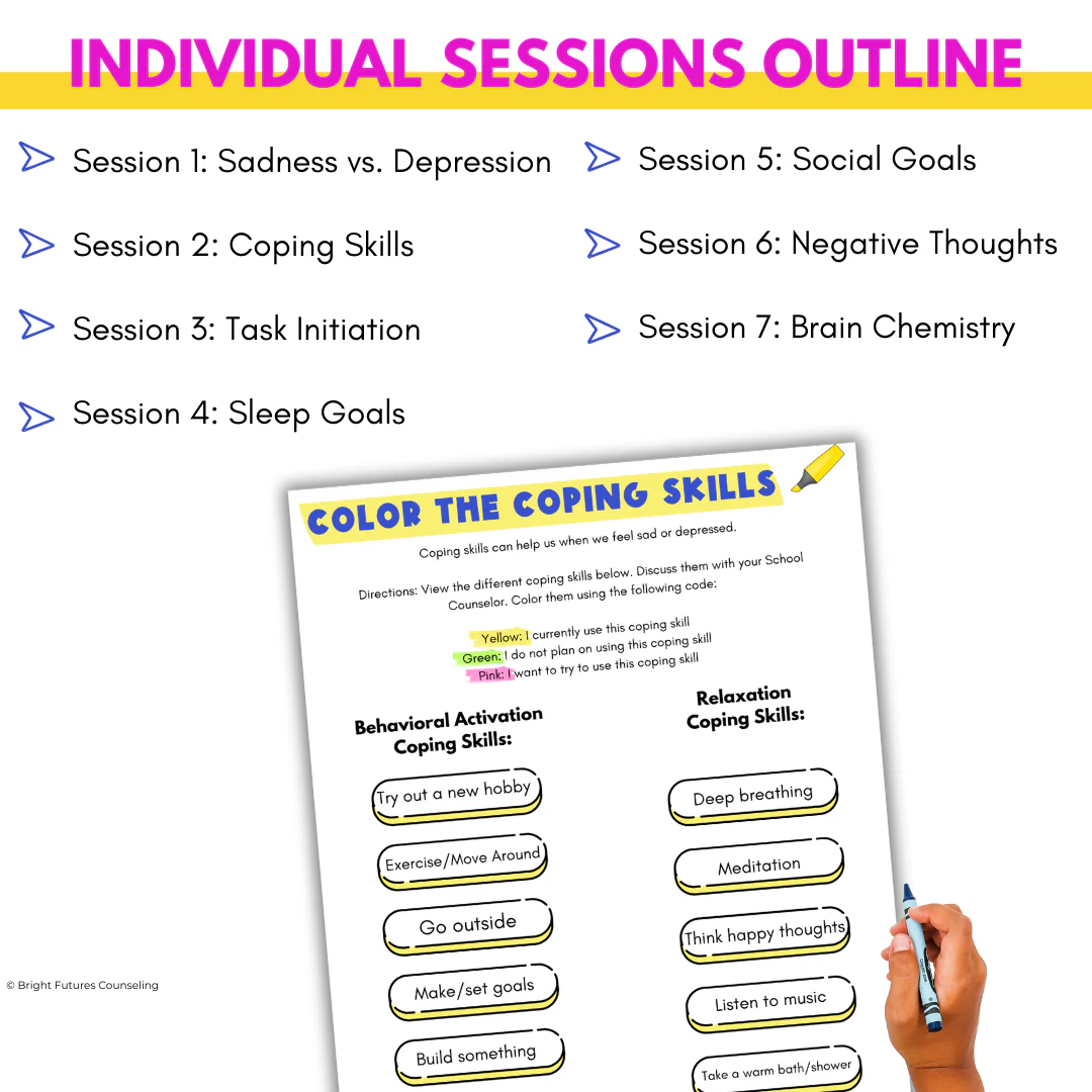 Depression Middle School Individual Counseling Curriculum - Image 8