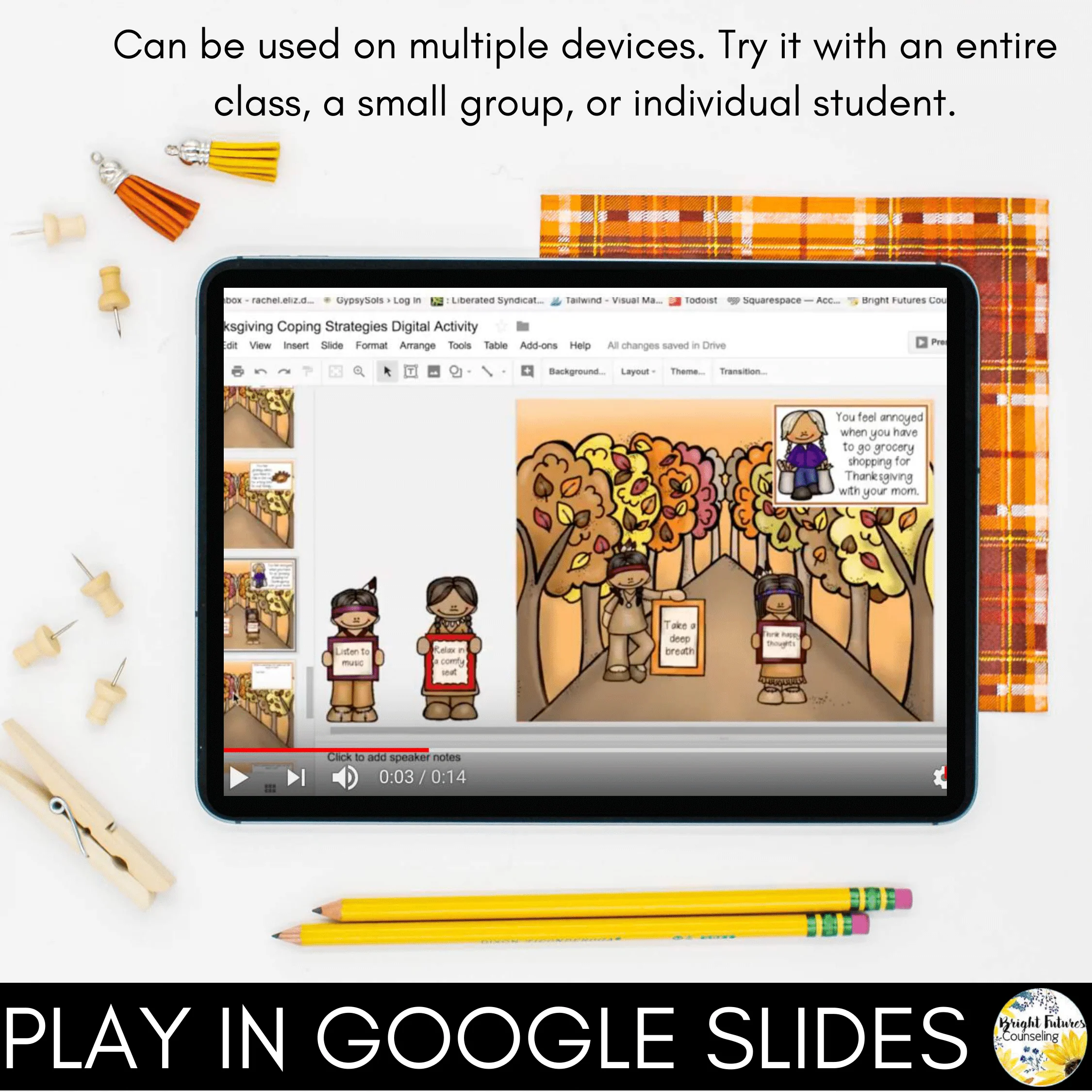 Distance Learning Thanksgiving Coping Strategies - Boom Cards and Google Version - Image 5