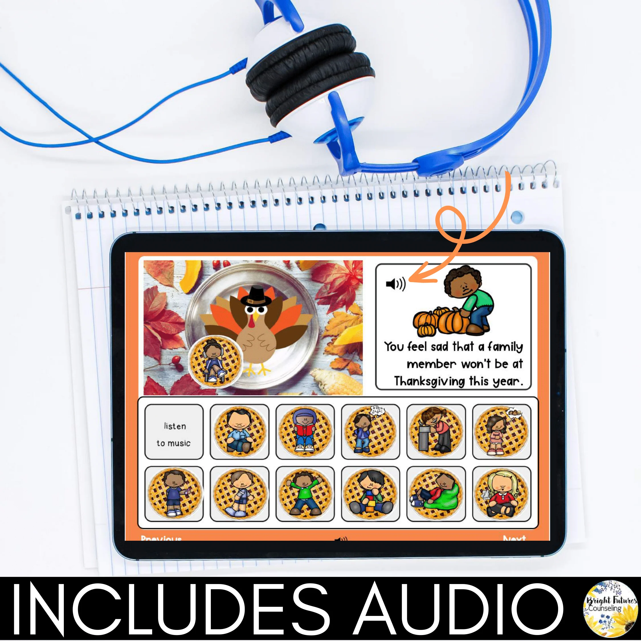 Distance Learning Thanksgiving Coping Strategies - Boom Cards and Google Version - Image 9