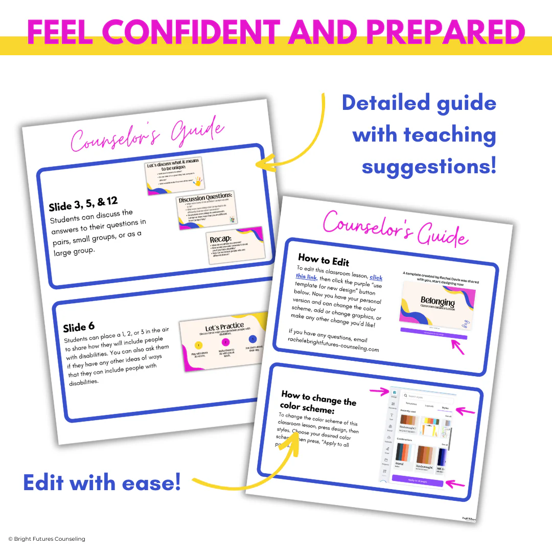Elementary School Counseling Lessons - Digital & Editable Class Guidance Lessons - Image 3