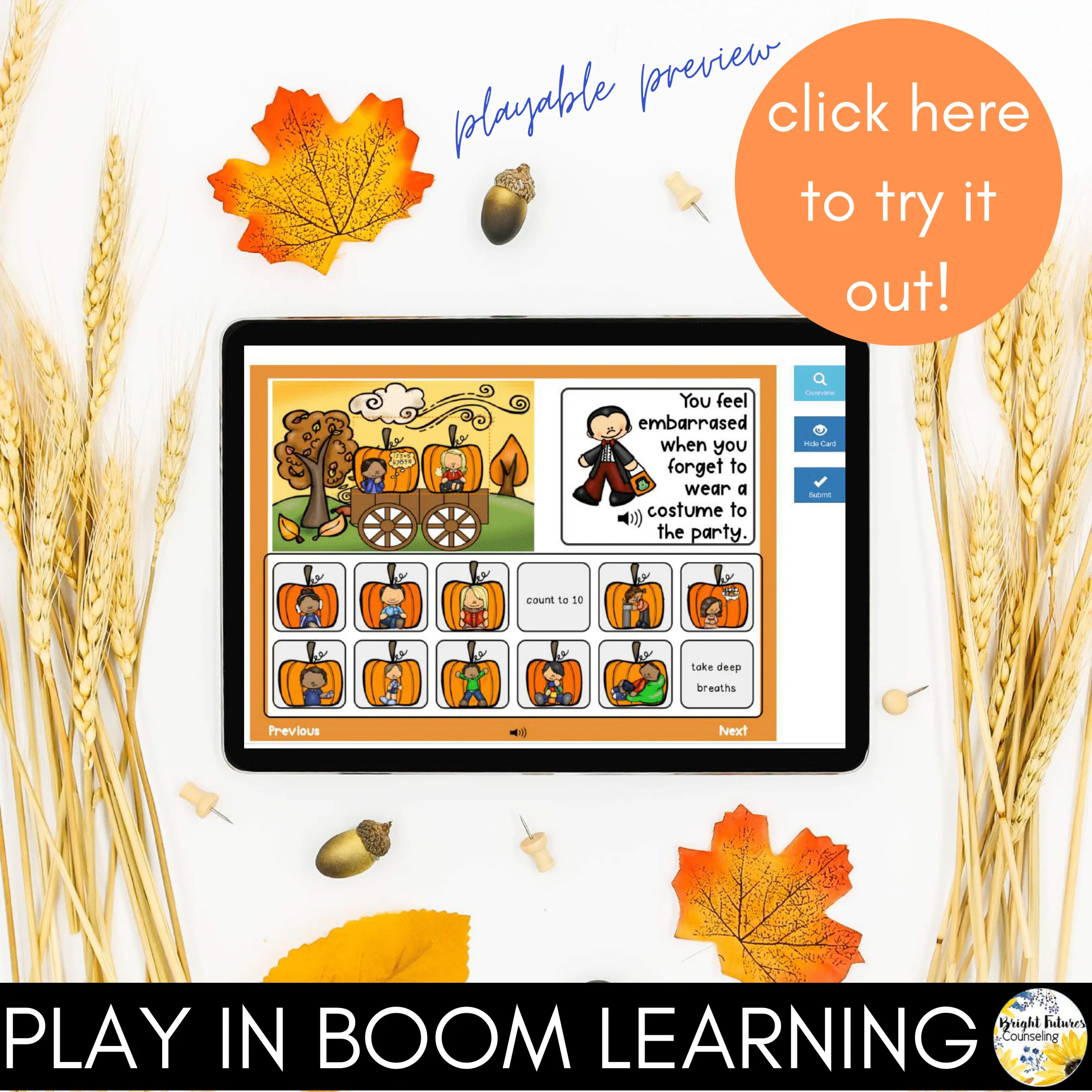 FALL Coping Strategies Digital Activity with Boom Cards & Google Slides Versions - Image 2