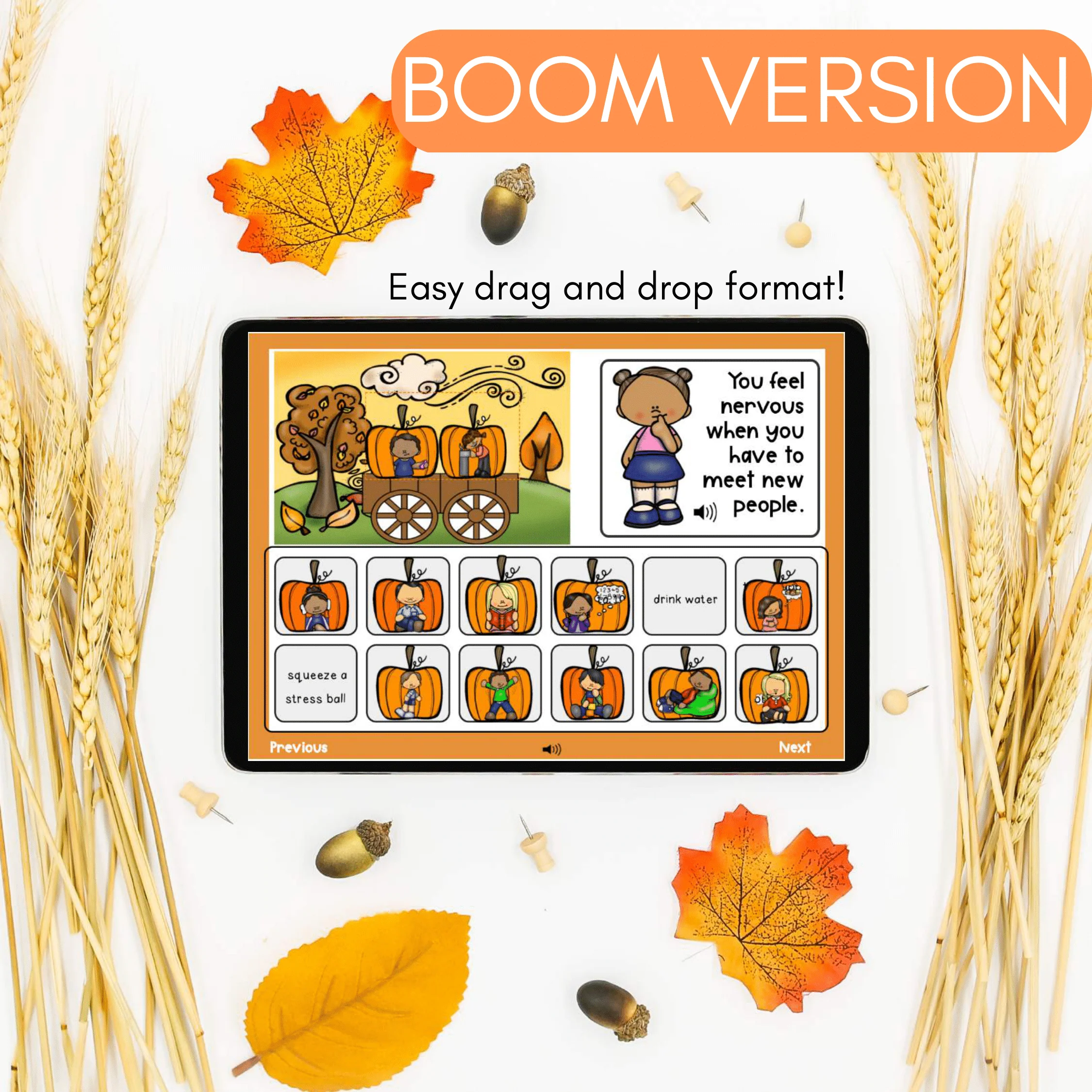 FALL Coping Strategies Digital Activity with Boom Cards & Google Slides Versions - Image 4