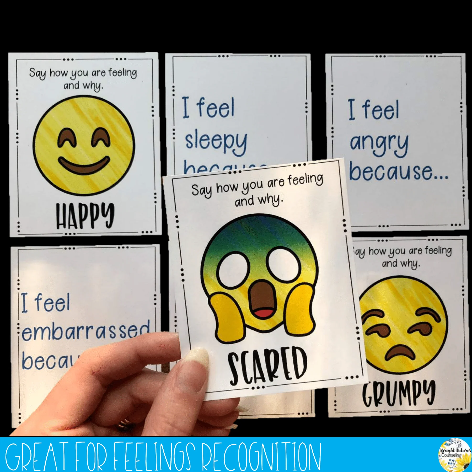 Feelings Check Prompt Cards Emoji Emotions and Feelings Recognition Cards - Image 7