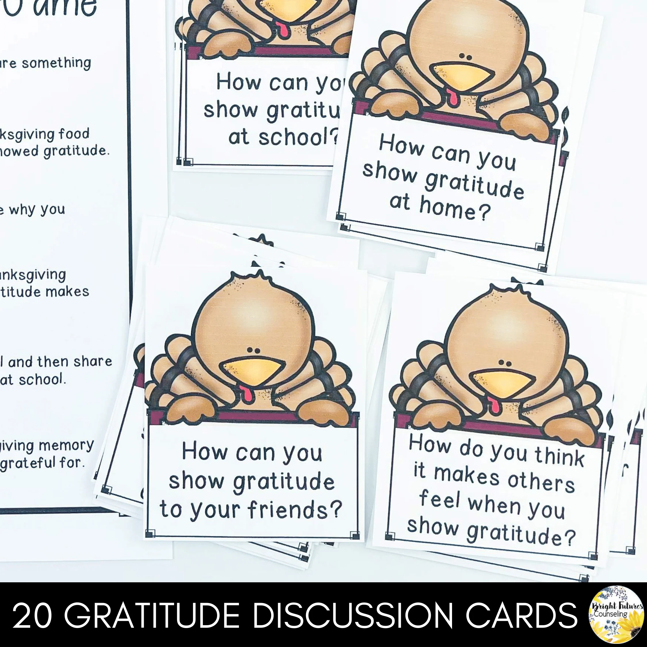 Gratitude Discussion Cards and Dice Game Thanksgiving Themed Gratitude Activity - Image 4