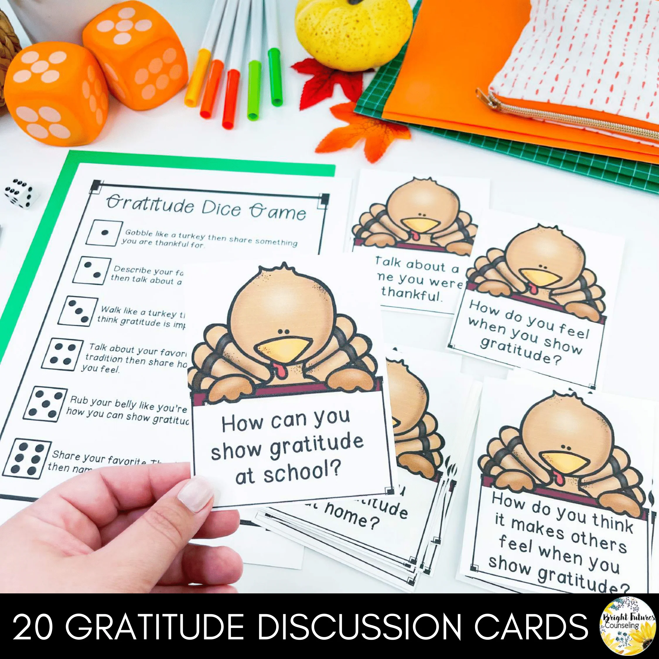 Gratitude Discussion Cards and Dice Game Thanksgiving Themed Gratitude Activity - Image 5
