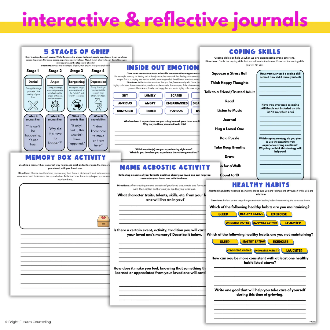 Grief and Loss Middle School Individual Counseling Curriculum- Grief Activities - Image 11