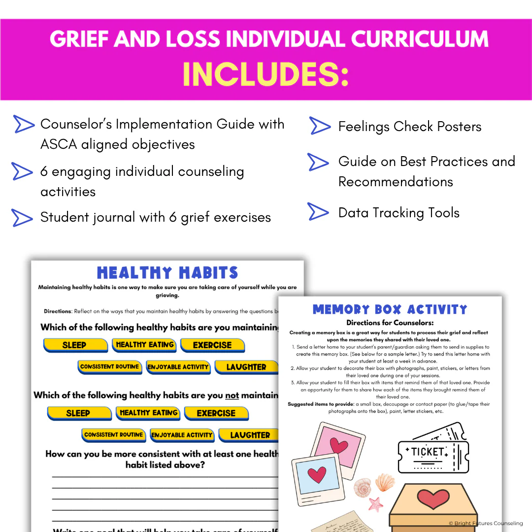 Grief and Loss Middle School Individual Counseling Curriculum- Grief Activities - Image 4