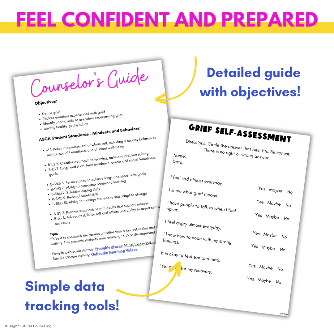 Grief and Loss Middle School Individual Counseling Curriculum- Grief Activities - Image 5