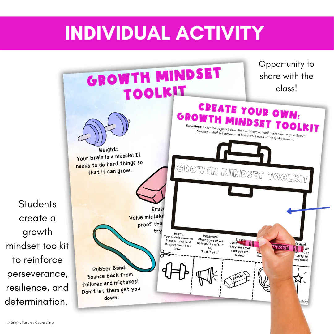 Growth Mindset Primary School Counseling & SEL Lesson- Growth Mindset Activities - Image 12