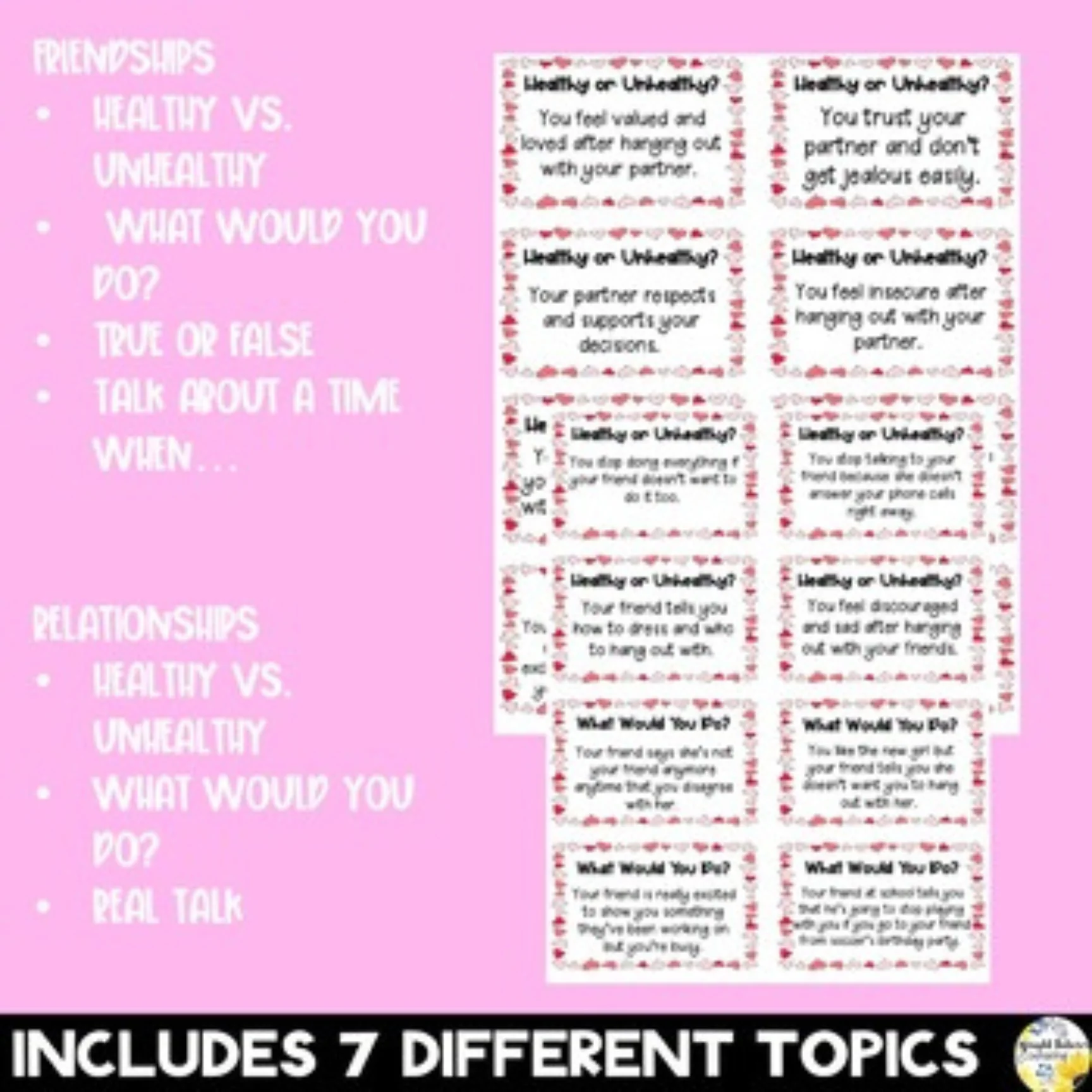 Healthy vs. Unhealthy Friendships and Relationships Valentine's Discussion Cards - Image 7