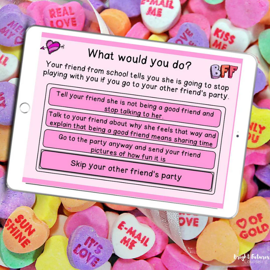 Valentine's Day Counseling Activity - Healthy Vs Unhealthy Friendship BOOM Cards - Image 4
