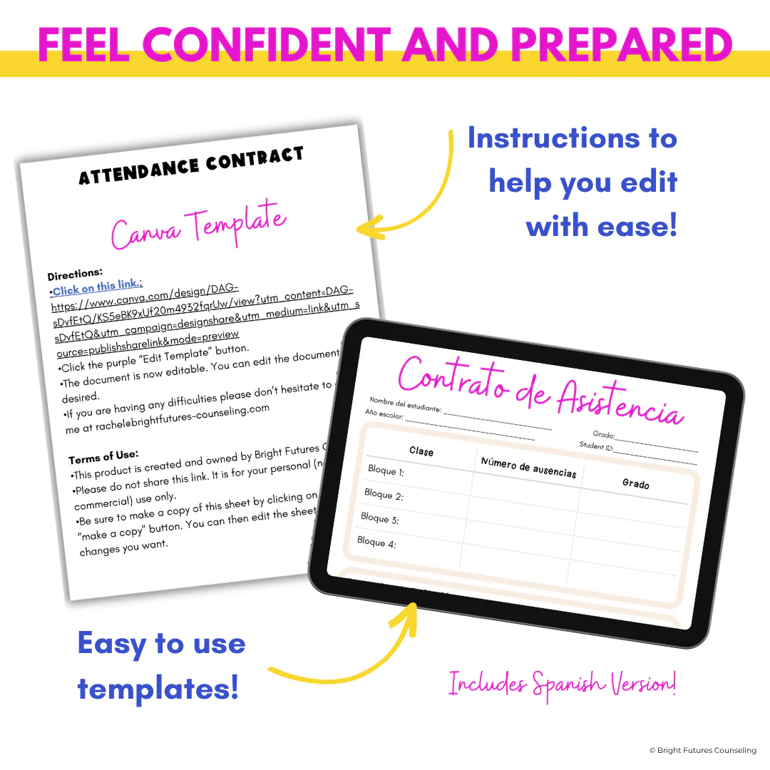 High School Attendance Contract - High School Counseling Editable Forms - Image 3
