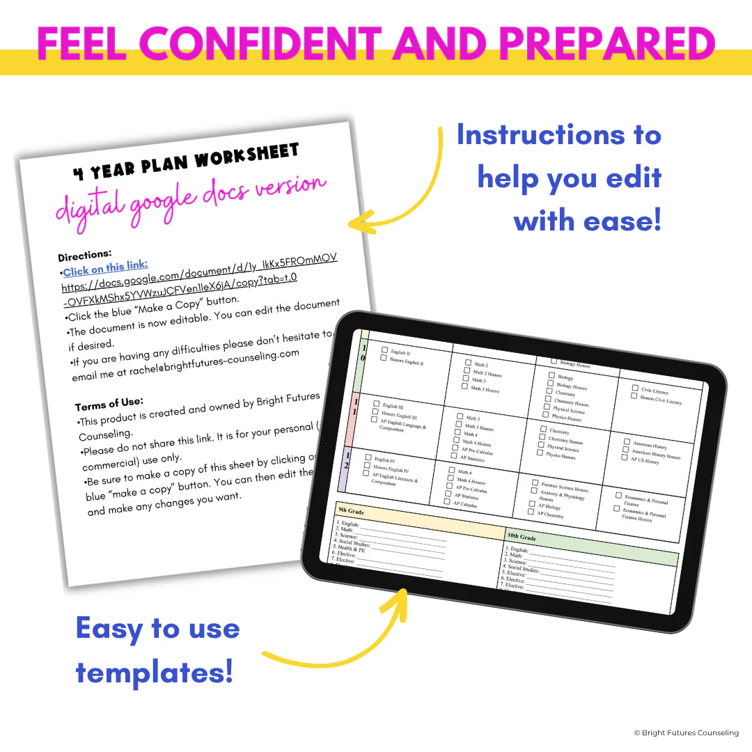 High School Counseling 4 Year Plan Worksheet for Course Selection and Tracking - Image 3