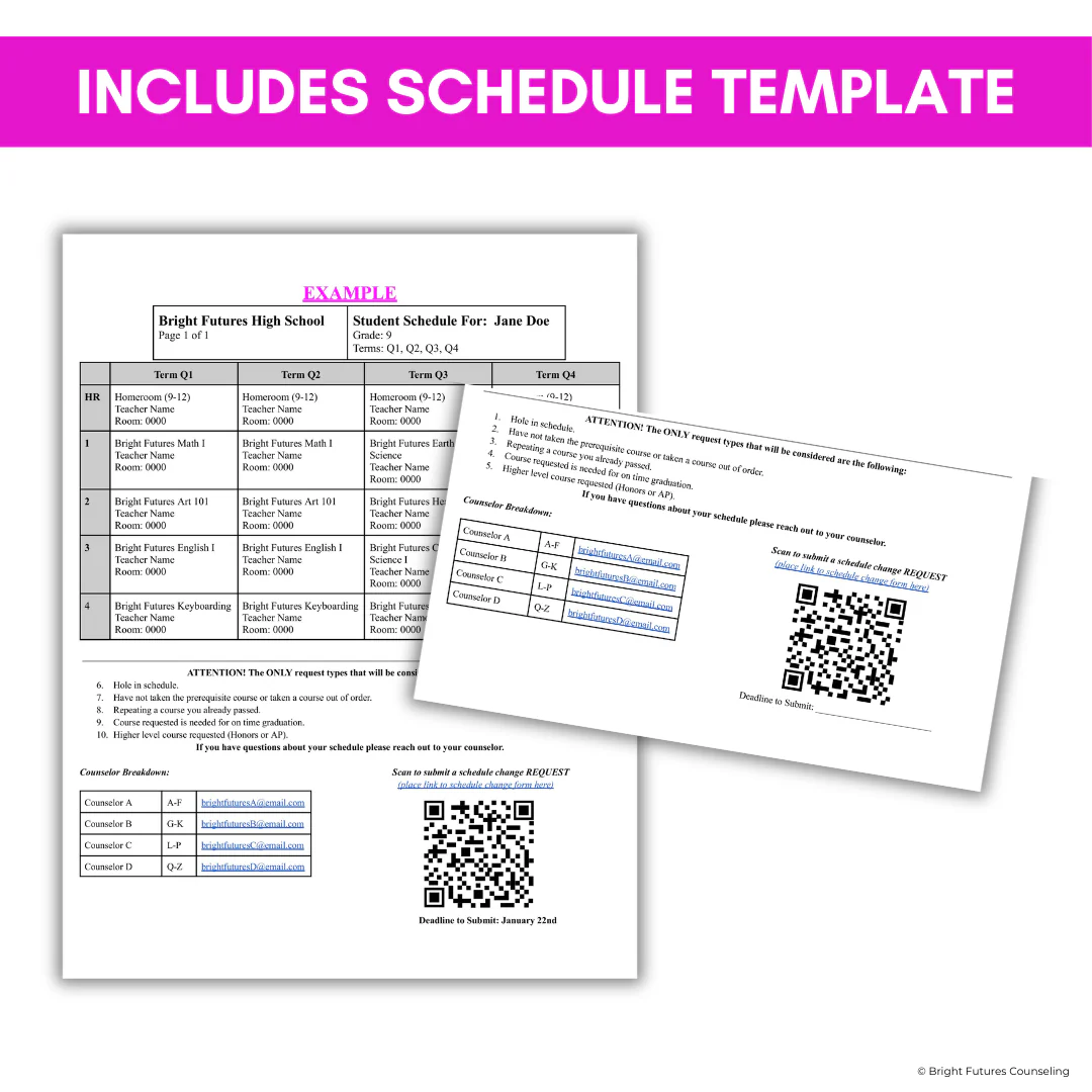 High School Counseling Schedule Change Toolkit - High School Schedule Template - Image 4