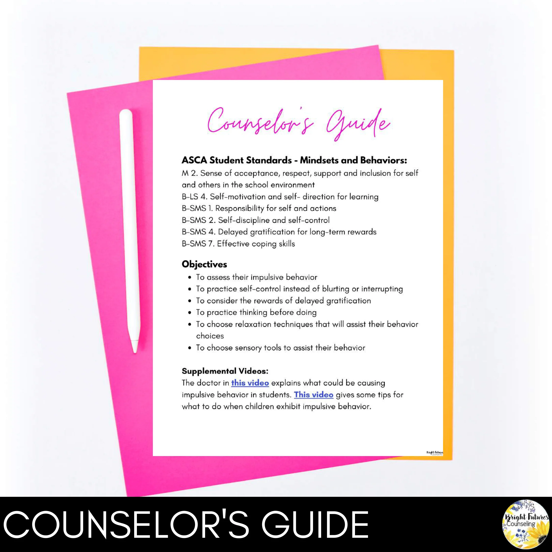 Impulse Control Hands-On Individual Counseling Lesson and Curriculum - Image 2