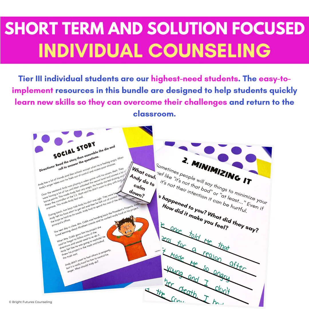 Individual Counseling Curriculum Bundle - Five Individual Counseling Topics - Image 2