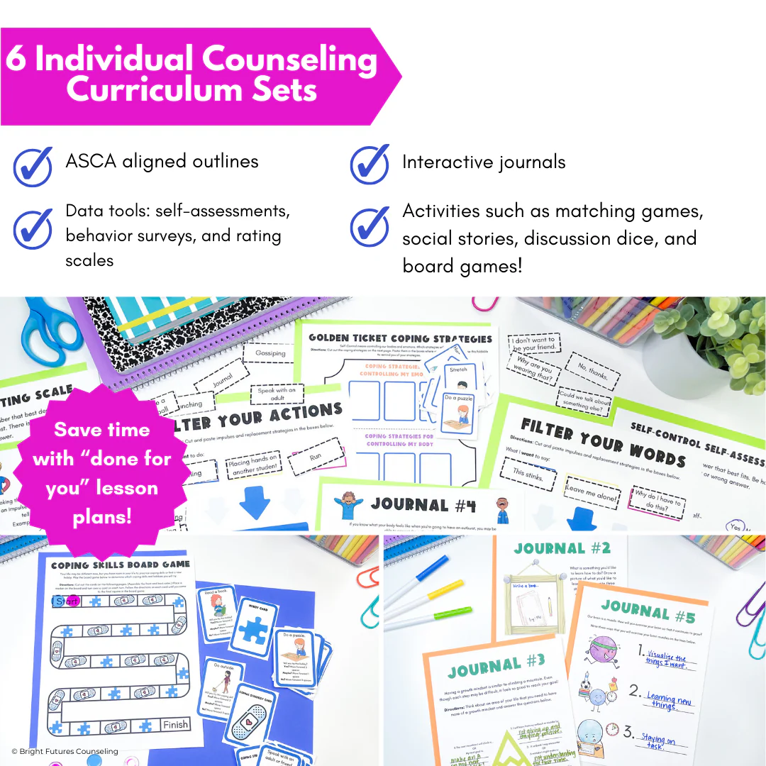 Individual Counseling Curriculum Bundle II with 6 School Counseling Lesson Plans - Image 4
