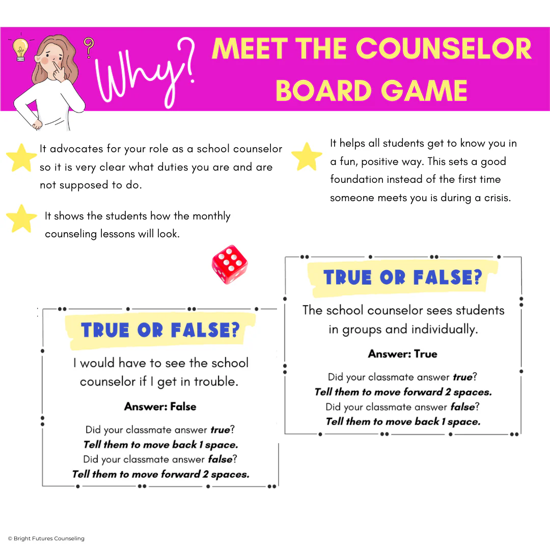 Meet the Counselor Board Game - Back to School Meet the School Counselor Lesson - Image 3