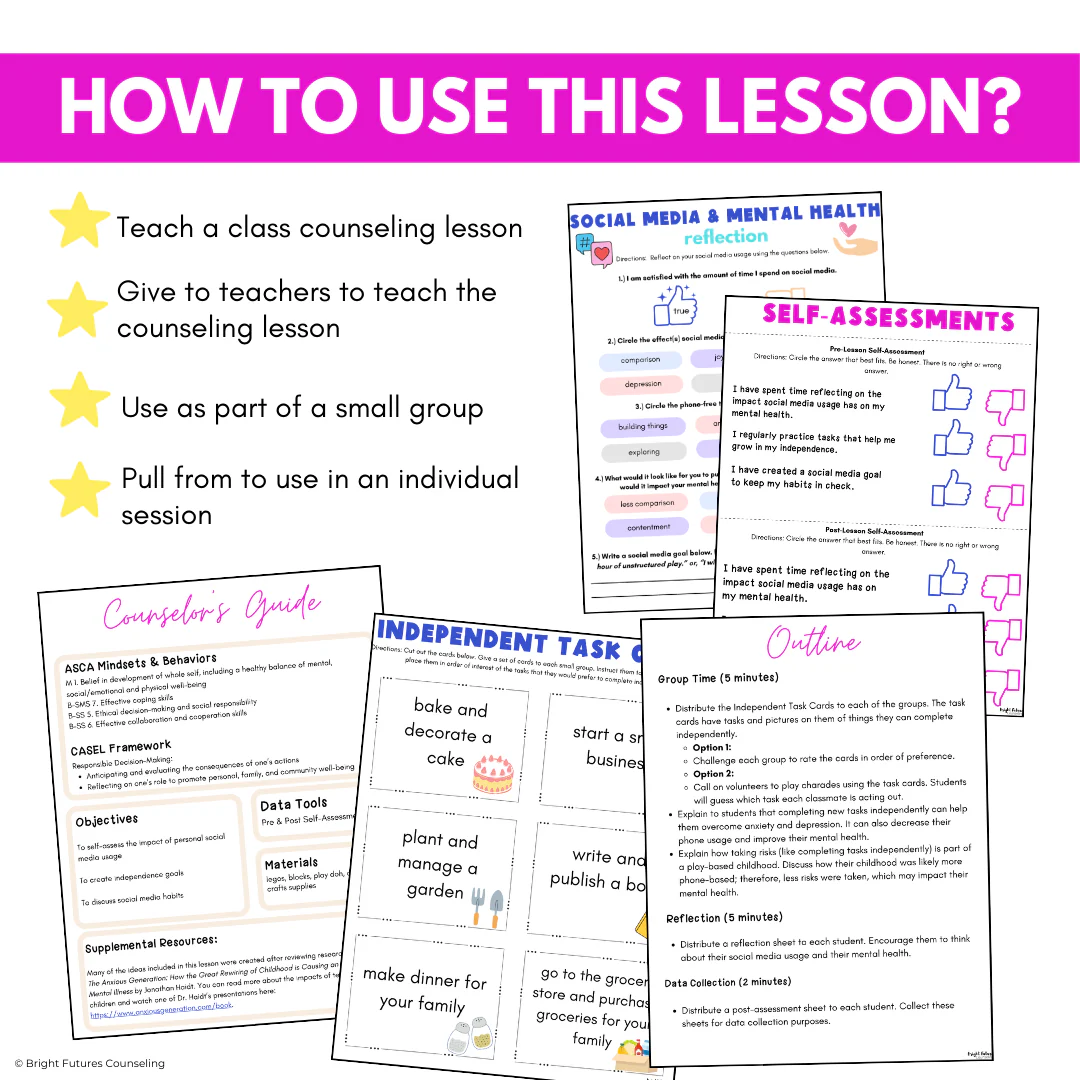 Mental Health, Tech, & Social Media Safety Lesson for Middle School Counseling - Image 12