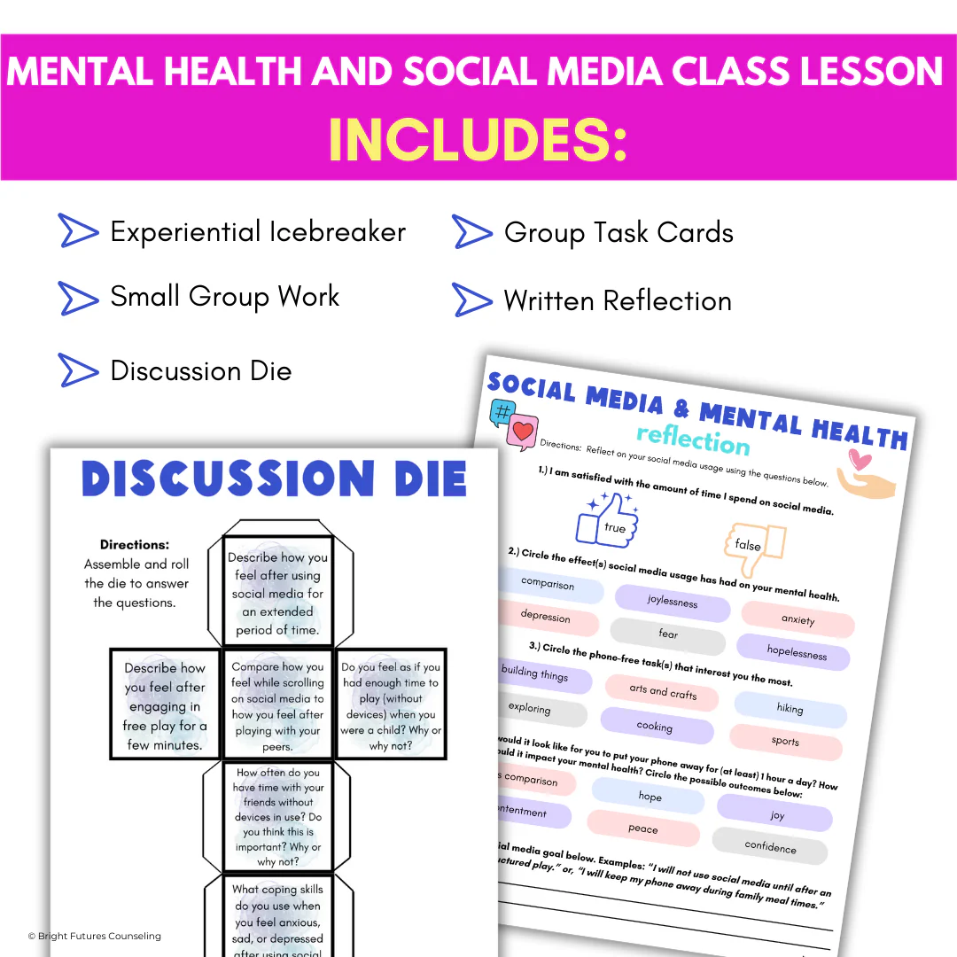 Mental Health, Tech, & Social Media Safety Lesson for Middle School Counseling - Image 5