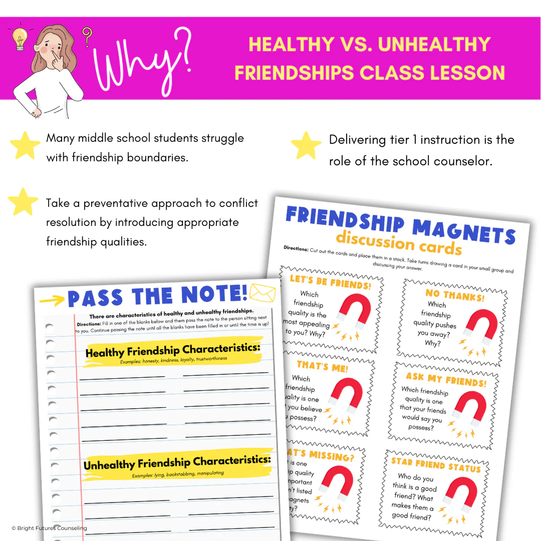 Middle School Friendship Lesson - Healthy Vs. Unhealthy Friendships SEL Lesson - Image 3