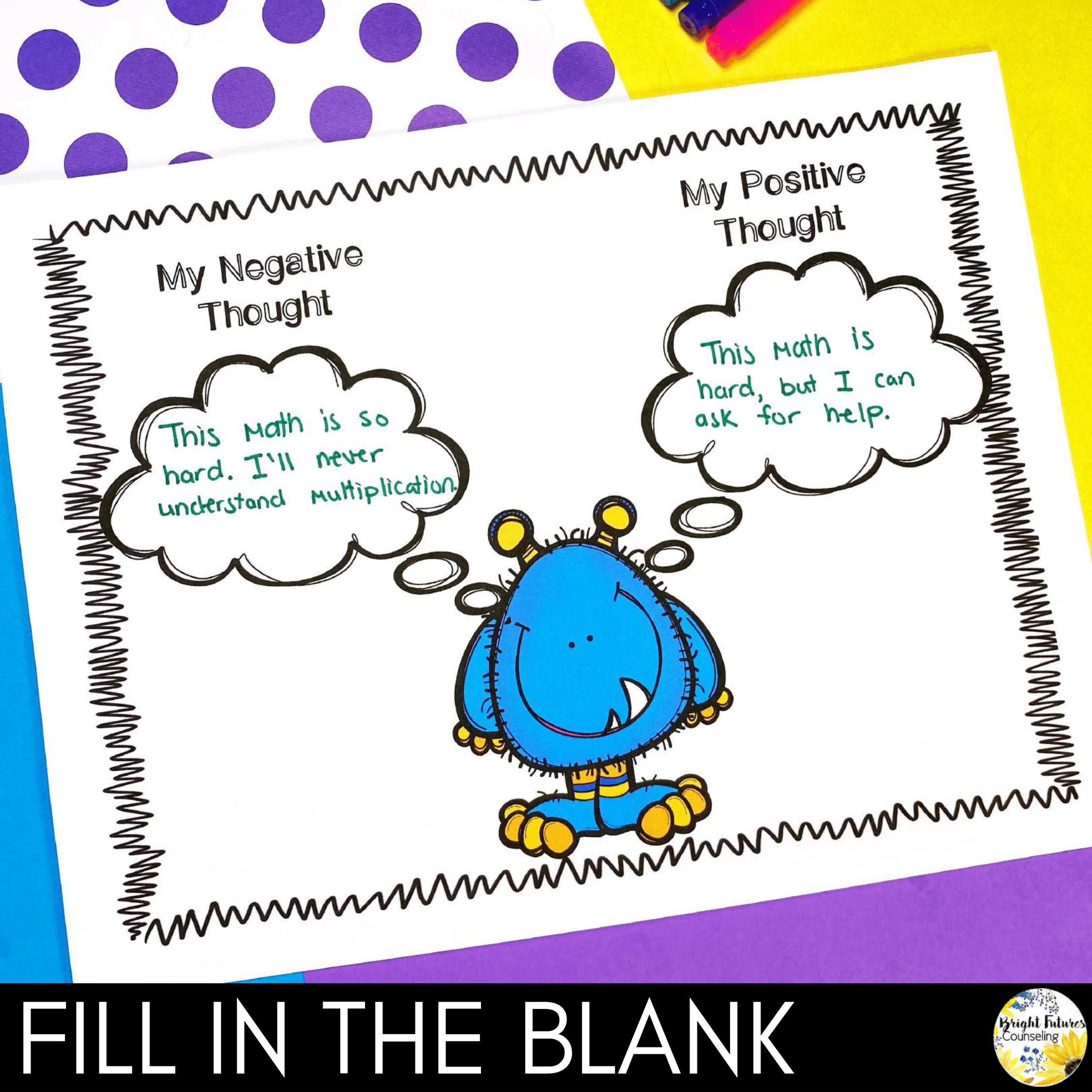 Changing Negative Thought Patterns: Negative Thought Monster Counseling Activity - Image 5