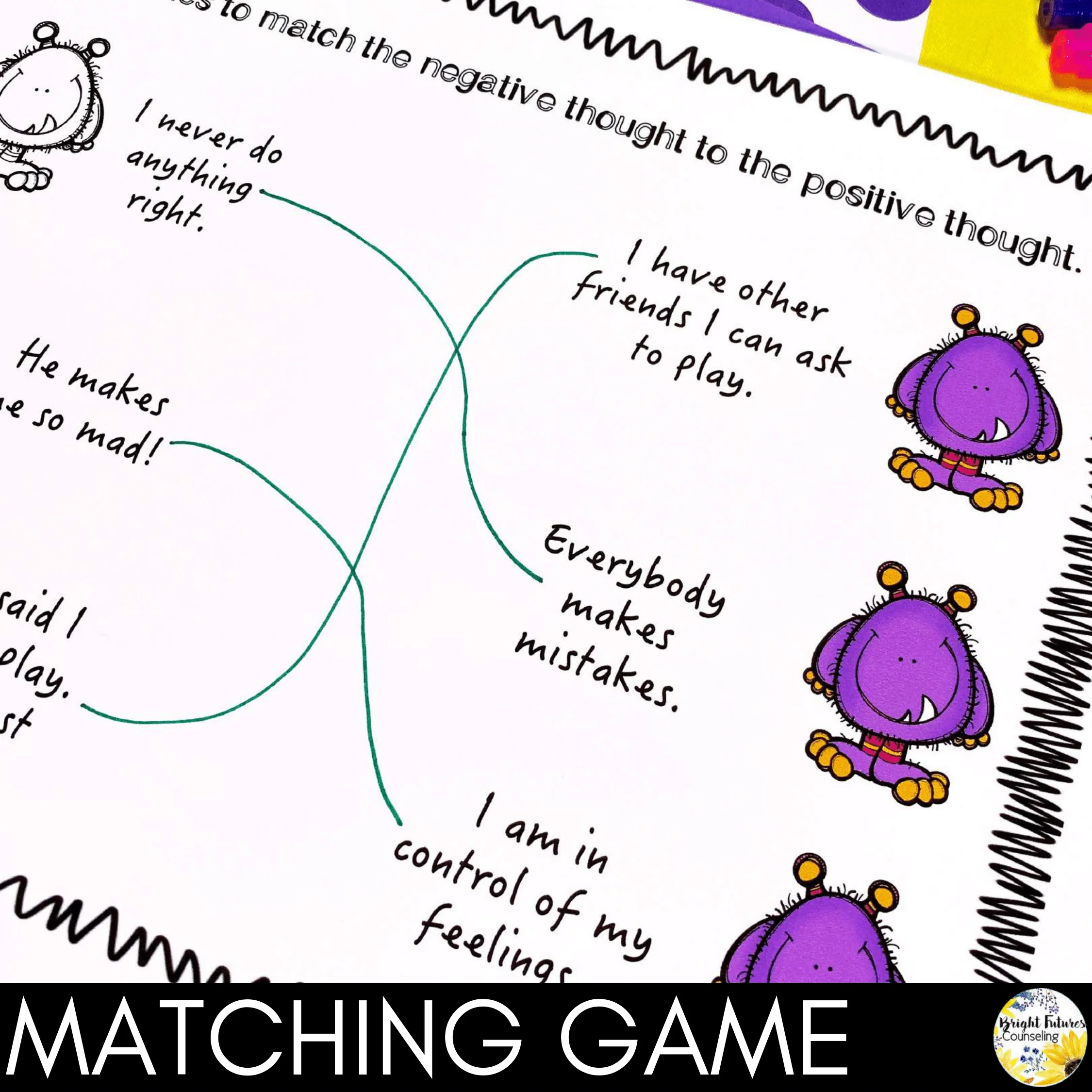 Changing Negative Thought Patterns: Negative Thought Monster Counseling Activity - Image 6