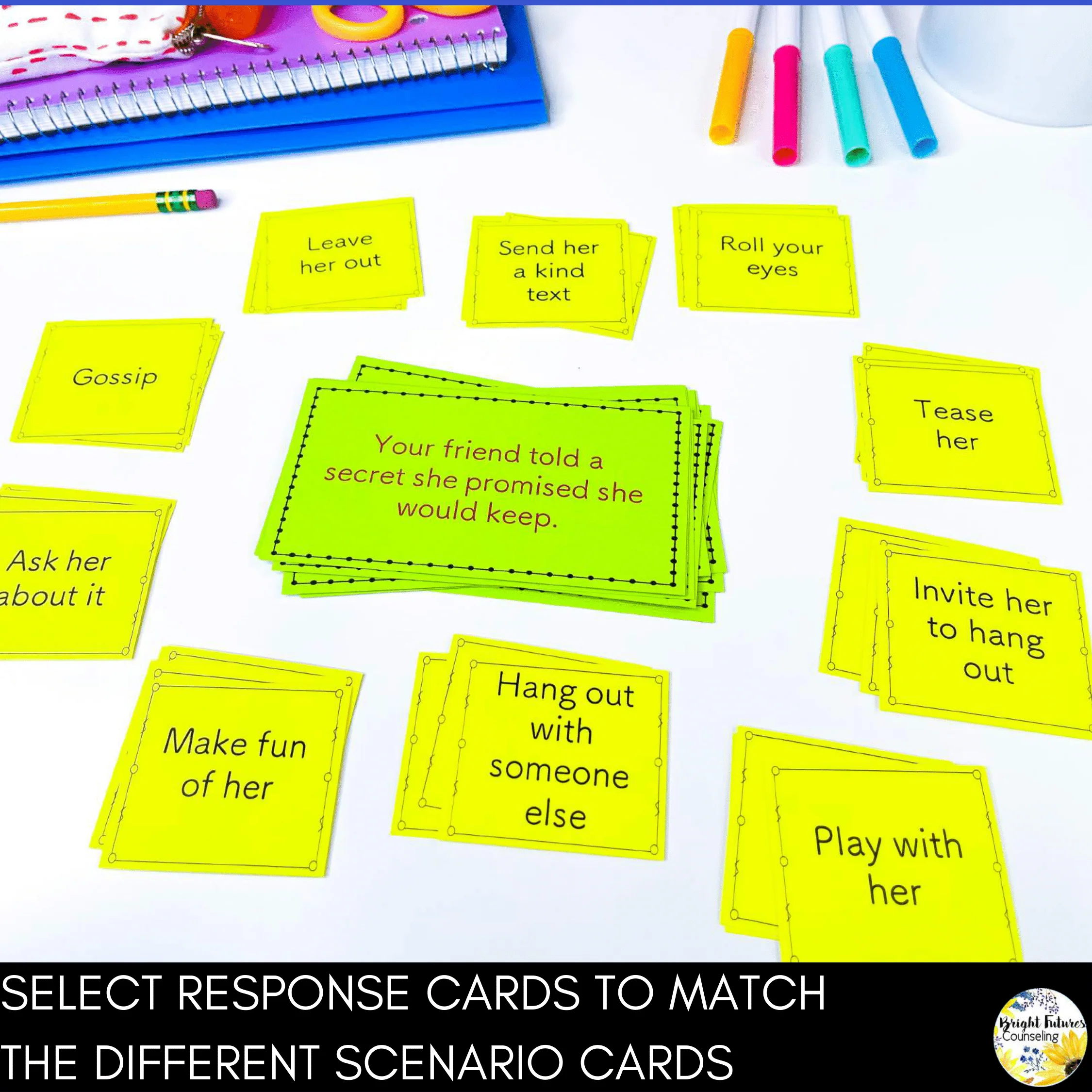 Relational Aggression Social Skills Card Game Counseling Game - Image 3