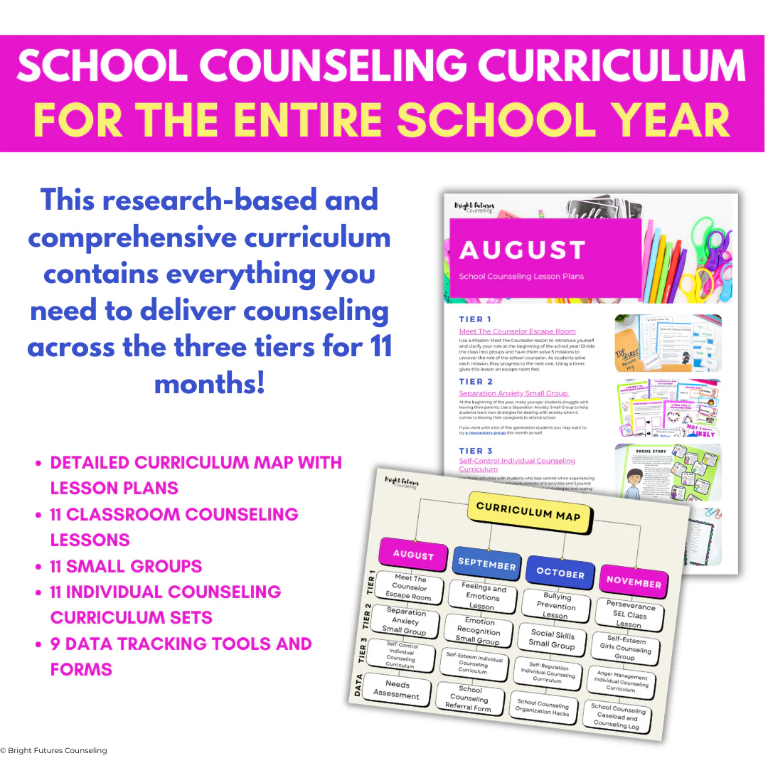 Research Based Year Long Elementary Counseling Curriculum with Editable Curriculum Map! - Image 2