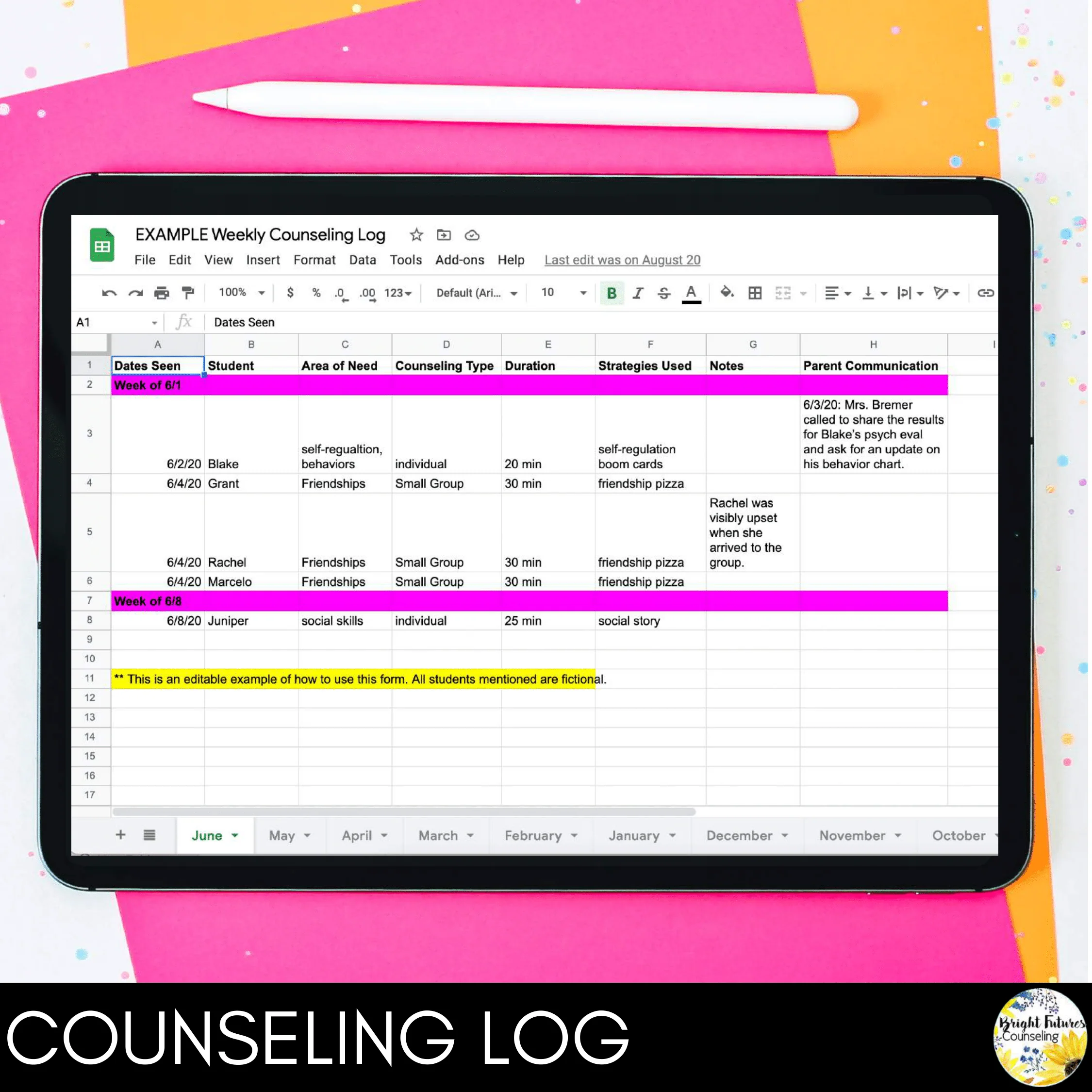 School Counseling Data Collection Spreadsheets - Caseload and Counseling Log - Image 3