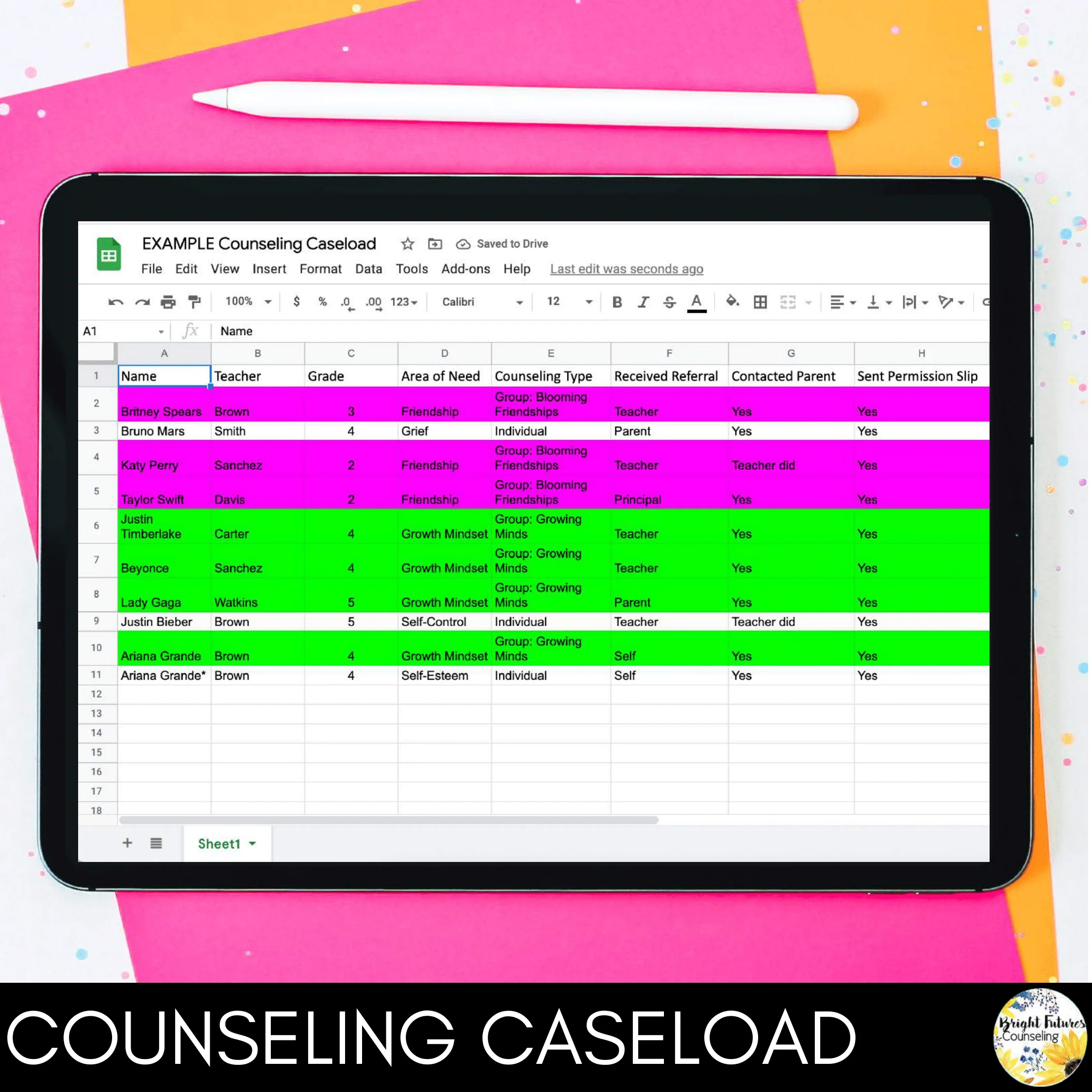 School Counseling Data Collection Spreadsheets - Caseload and Counseling Log - Image 5