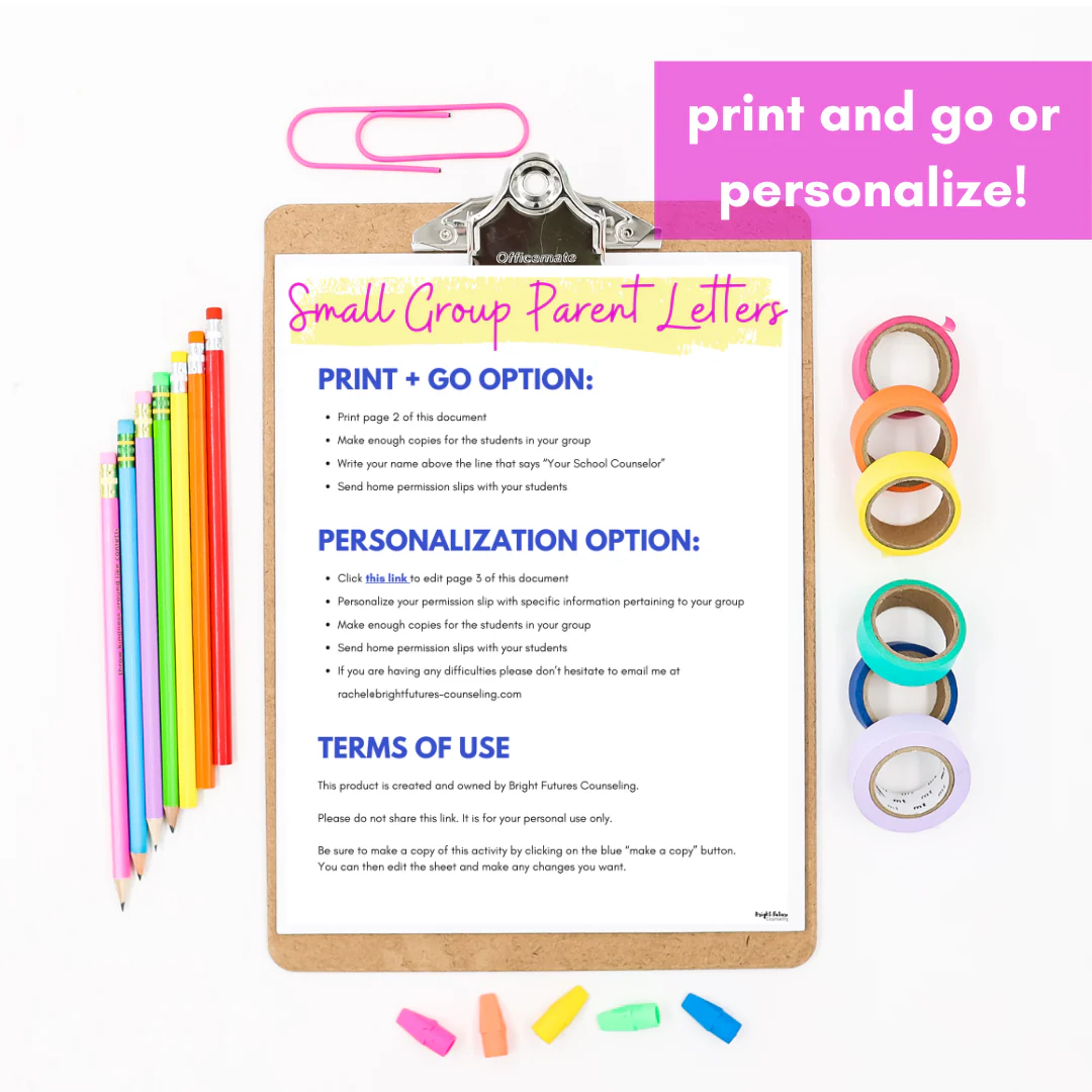 School Counseling Group Parent Letters + Permission Slips - Image 2