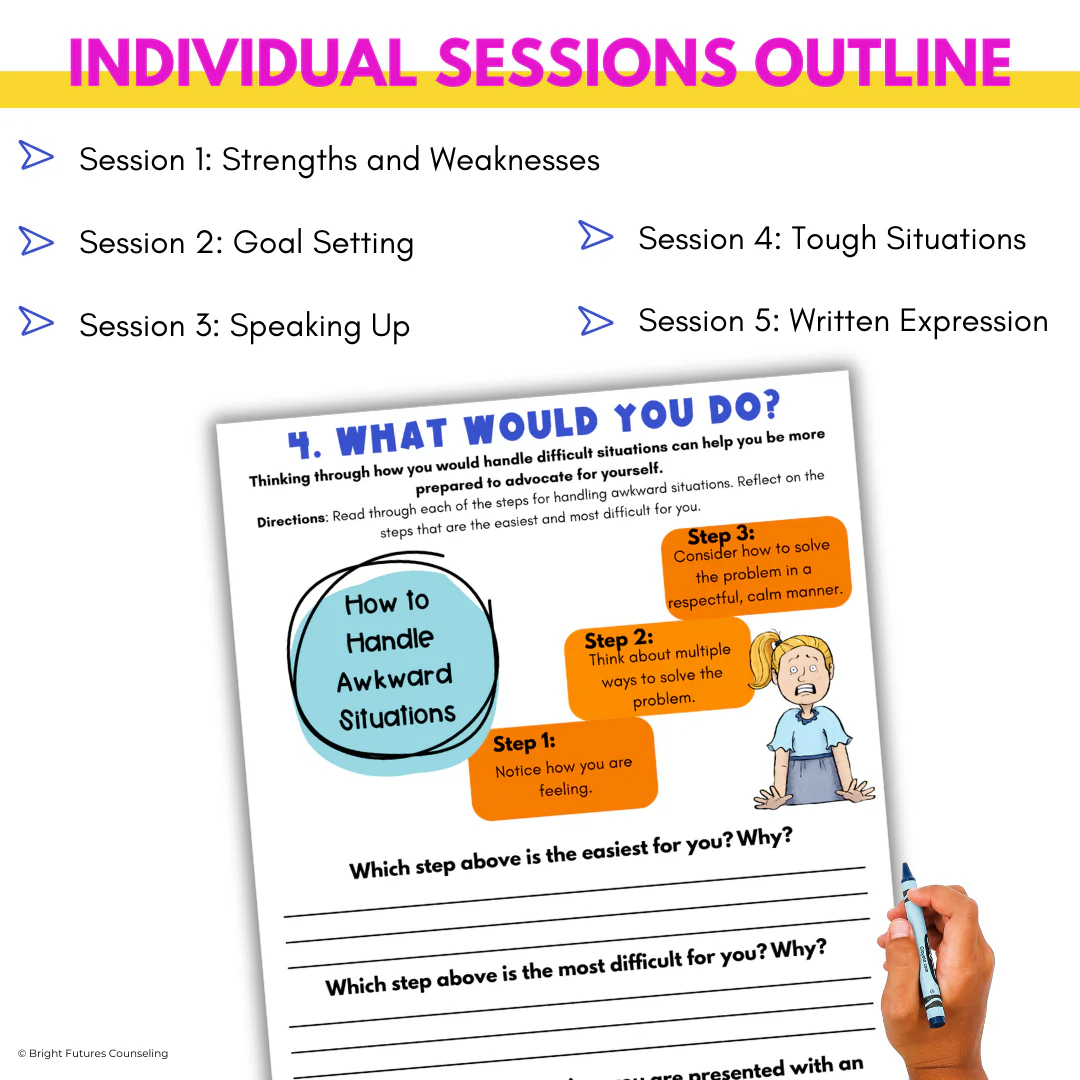Self-Advocacy Middle School Individual Counseling - Self-Advocacy Worksheets - Image 8
