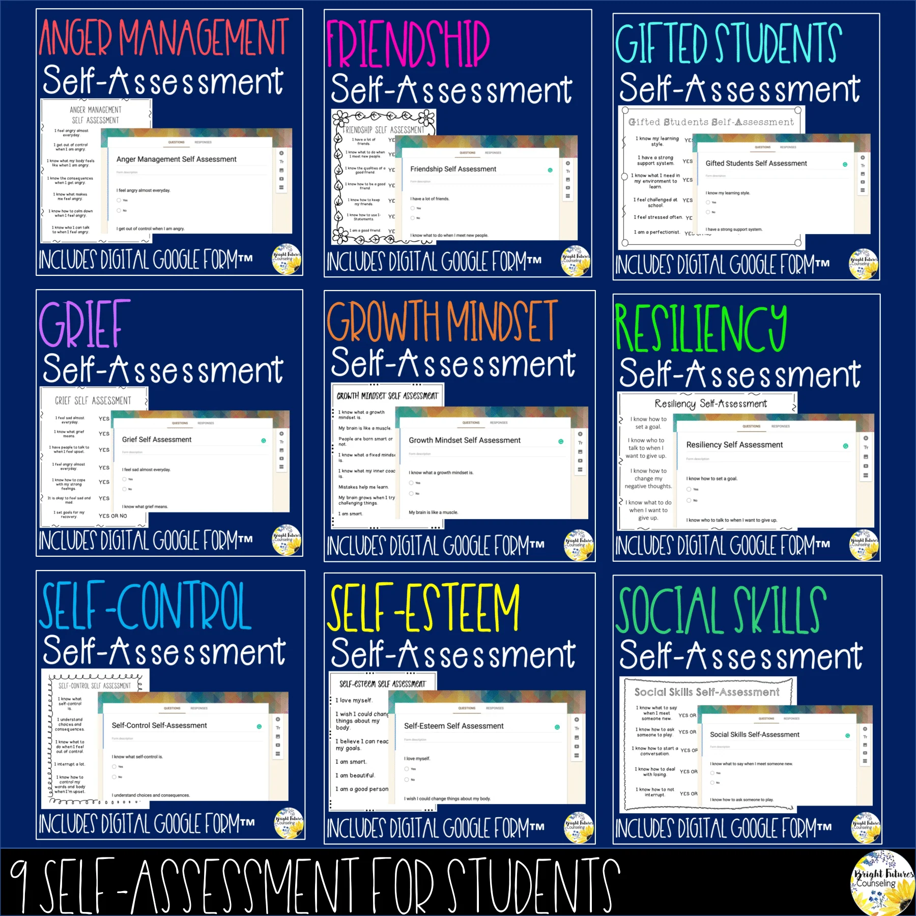 Self-Assessments Bundle Editable School Counseling Data Collection Tools - Image 2