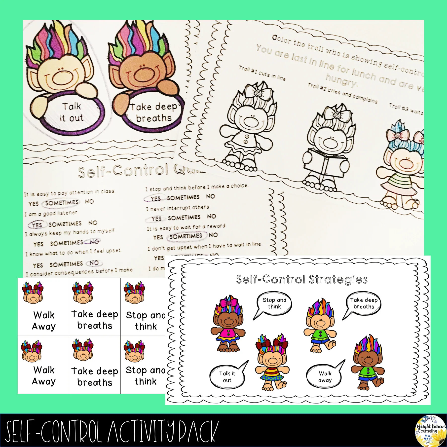 Self-Control BUNDLE Self-ConTROLLS Counseling Task Cards Activity Pack and Game - Image 4