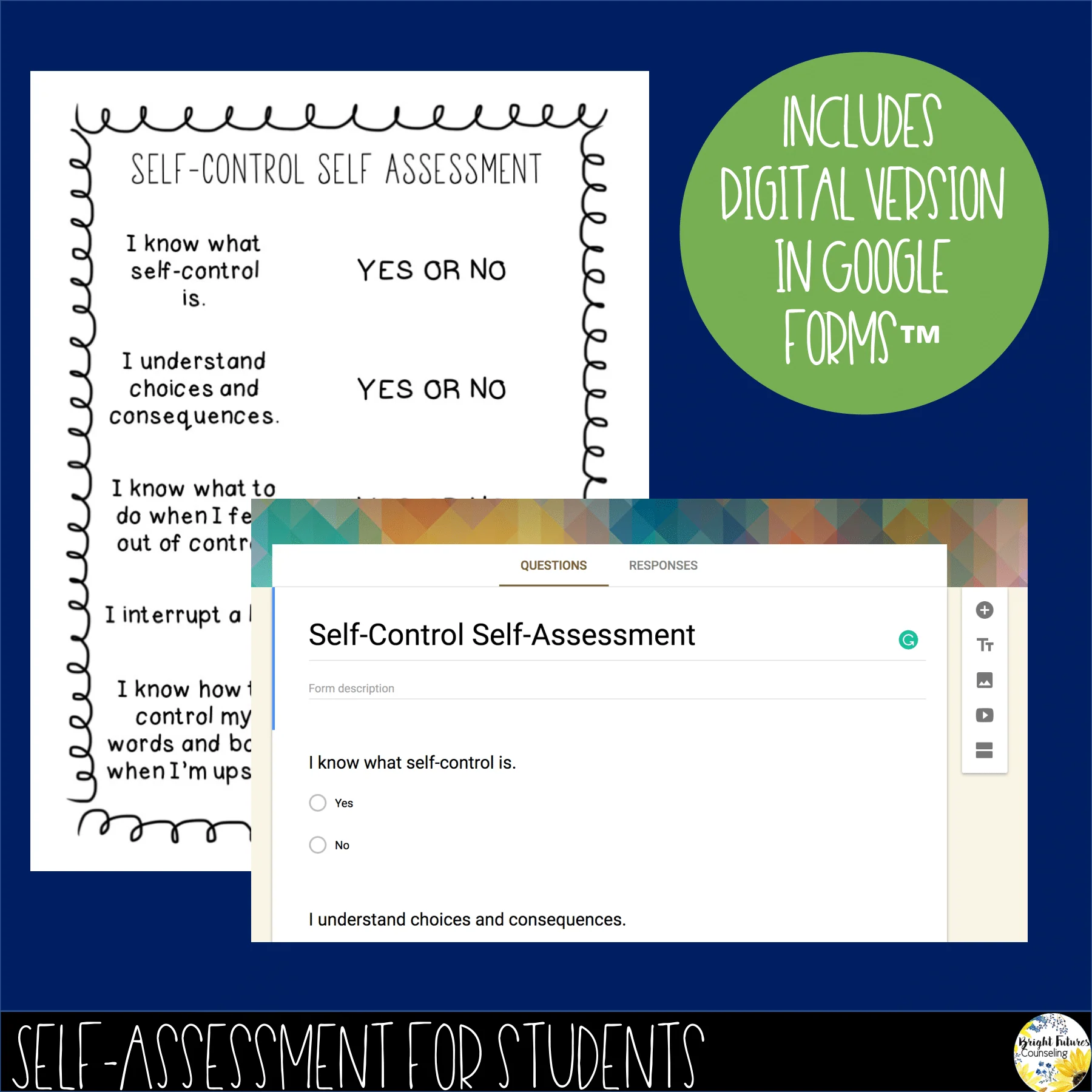 Self-Control Self-Assessment Editable School Counseling Data Collection Tool - Image 2