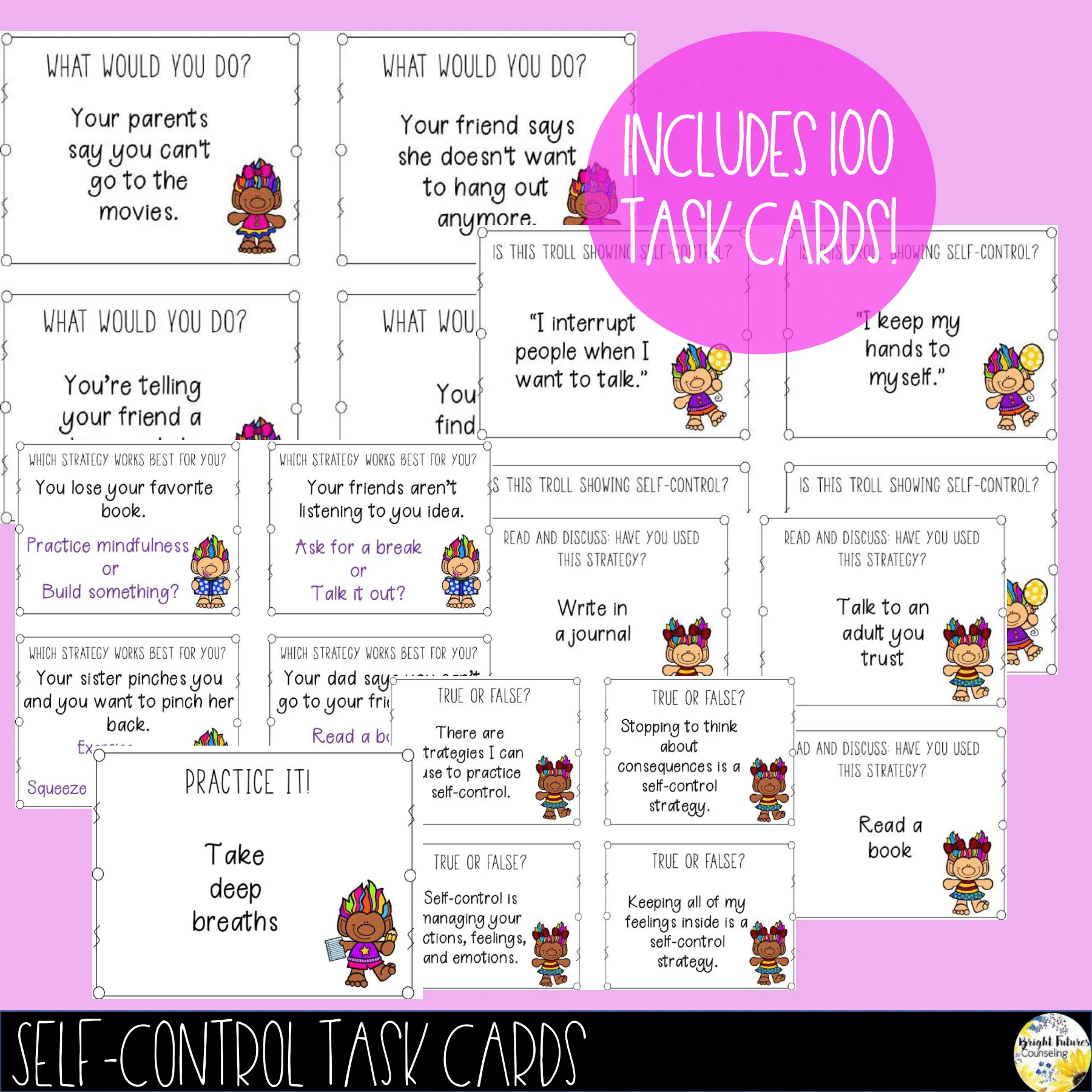 Self-Control Task Cards Self-ConTROLLS Counseling Cards - Image 2