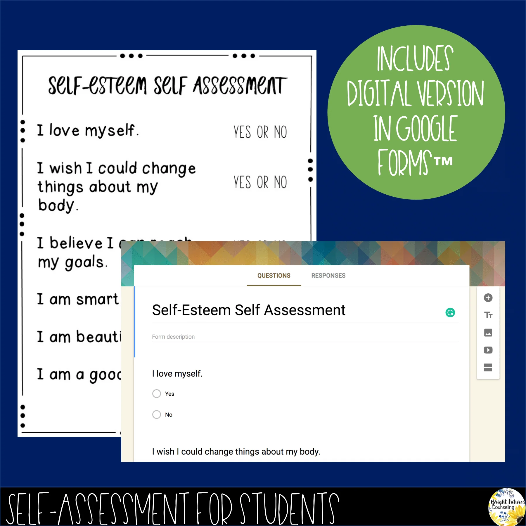 Self-Esteem Self-Assessment Editable School Counseling Data Collection Tool - Image 2