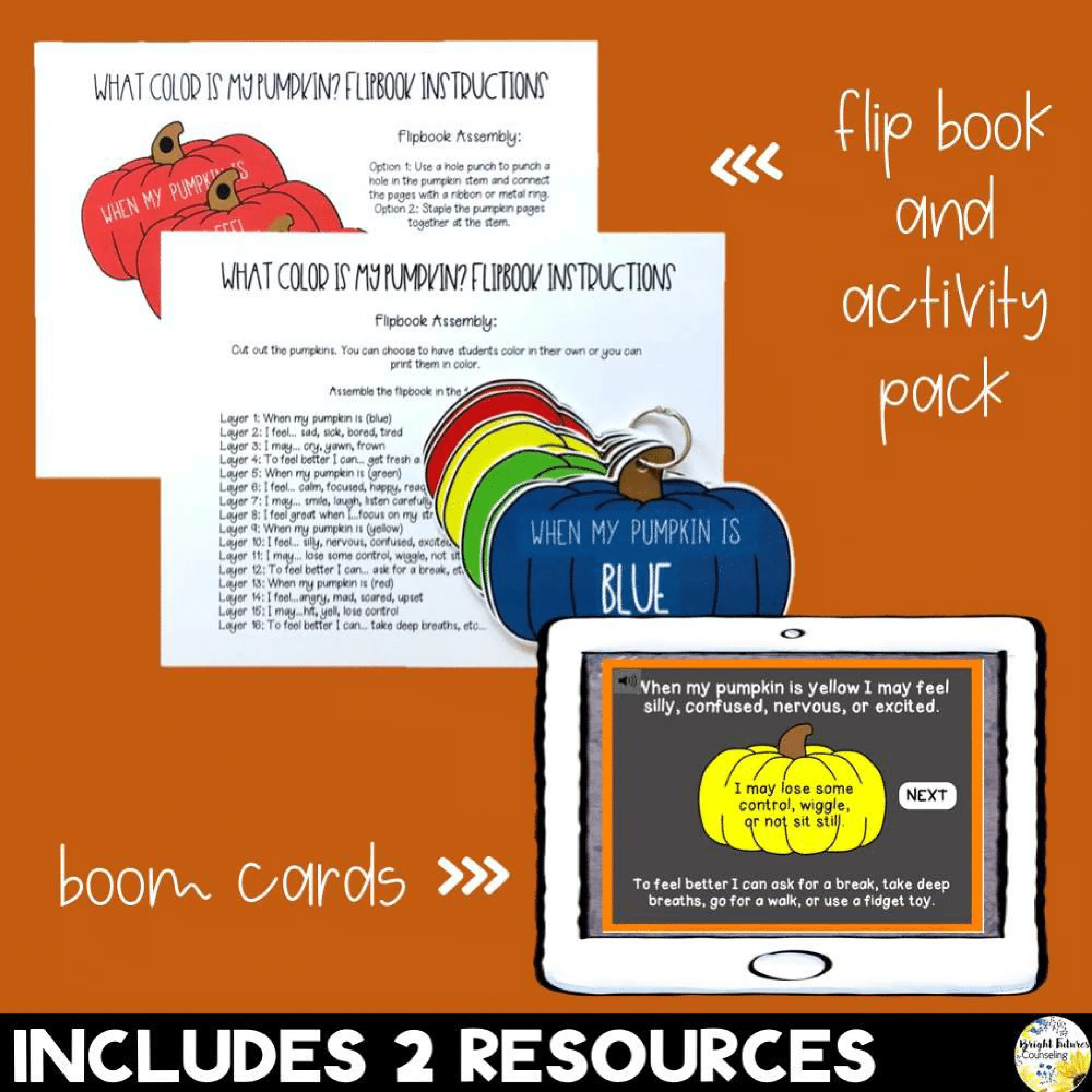 Self-Regulation Fall Bundle - What Color is Your Pumpkin ? Digital Fall SEL Game - Image 2