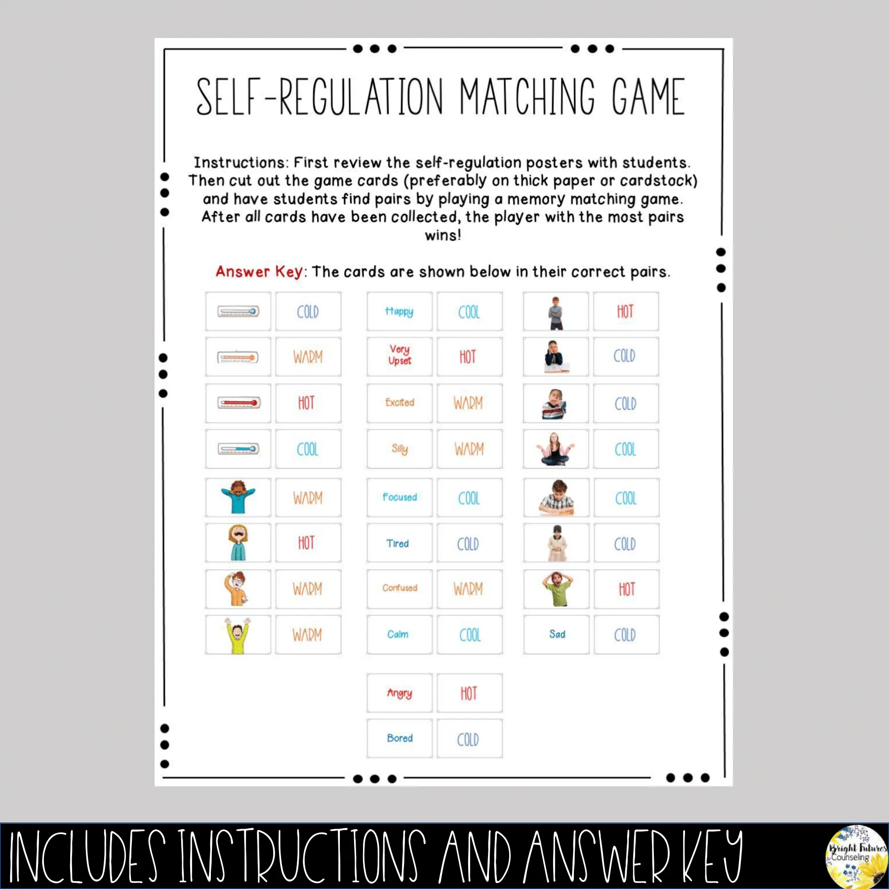 Self-Regulation Matching Game - Emotions Memory Card Game - Image 4