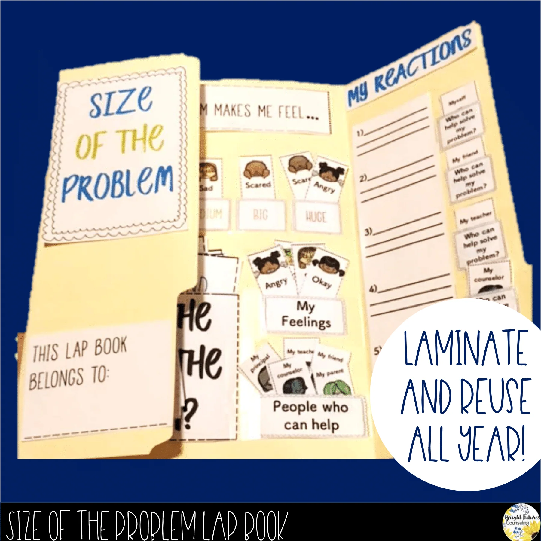 Size of the Problem Counseling Bundle - Lap Book Activity Pack and Scoot Game - Image 2