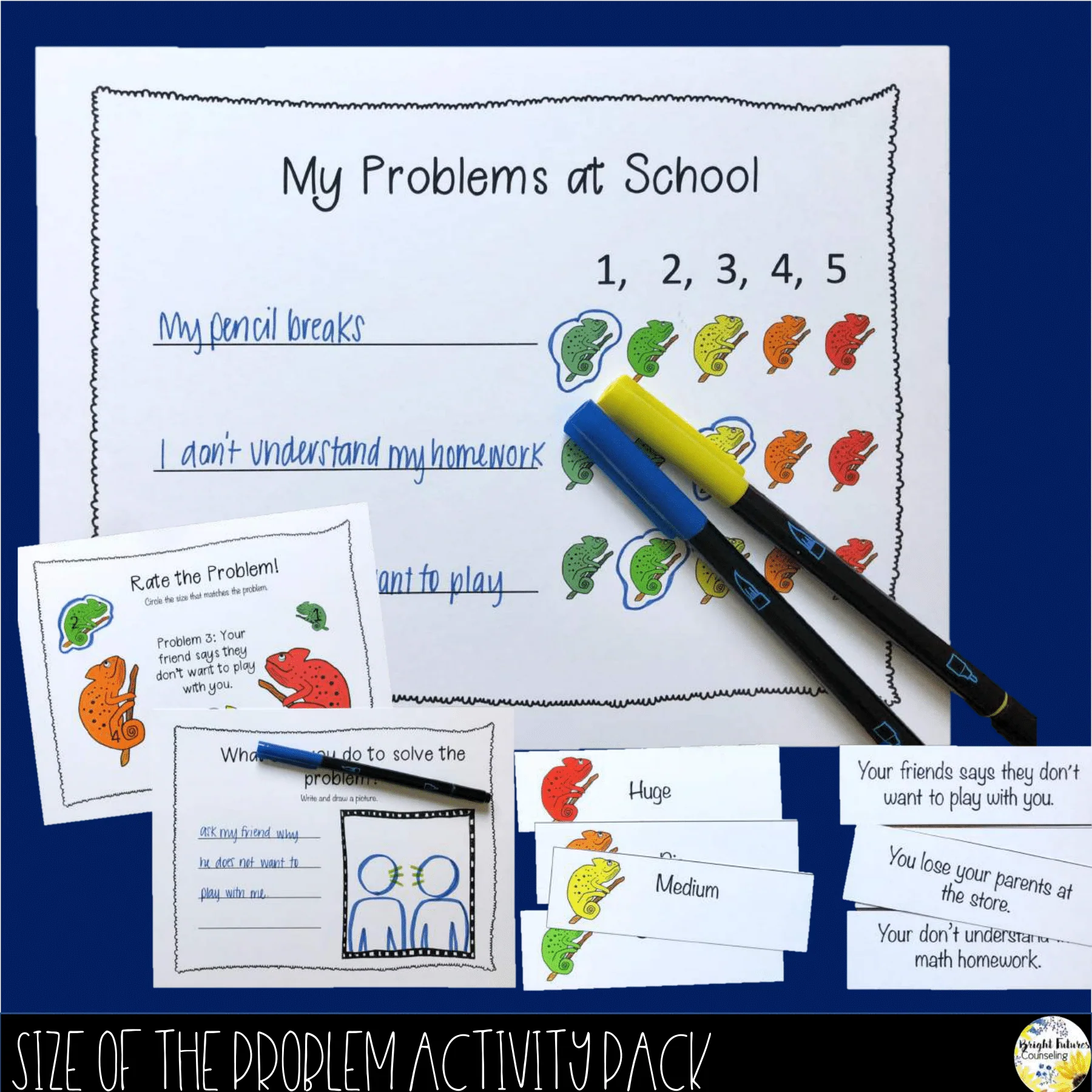Size of the Problem Counseling Bundle - Lap Book Activity Pack and Scoot Game - Image 3
