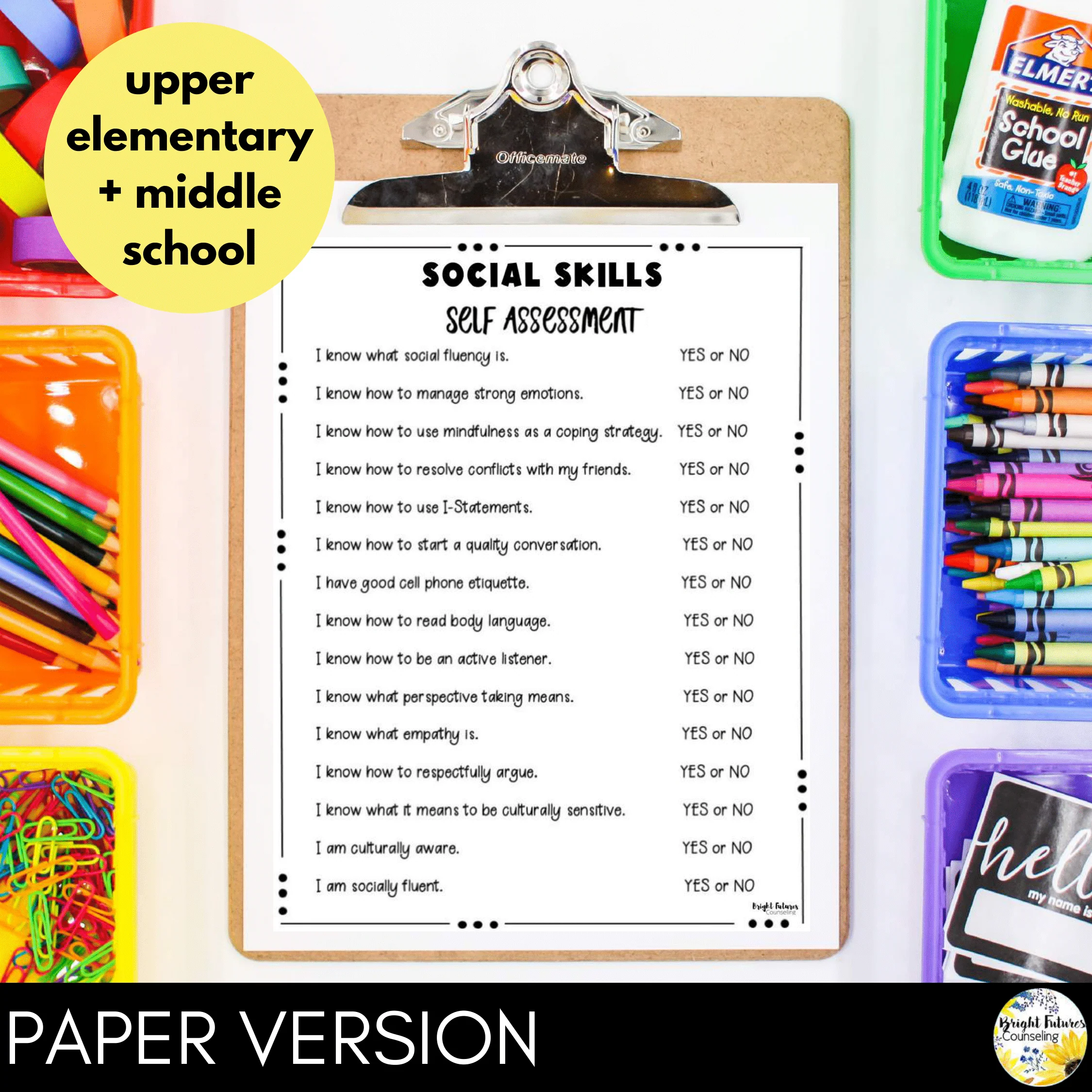 Social Skills School Counseling Self-Assessment - Image 2