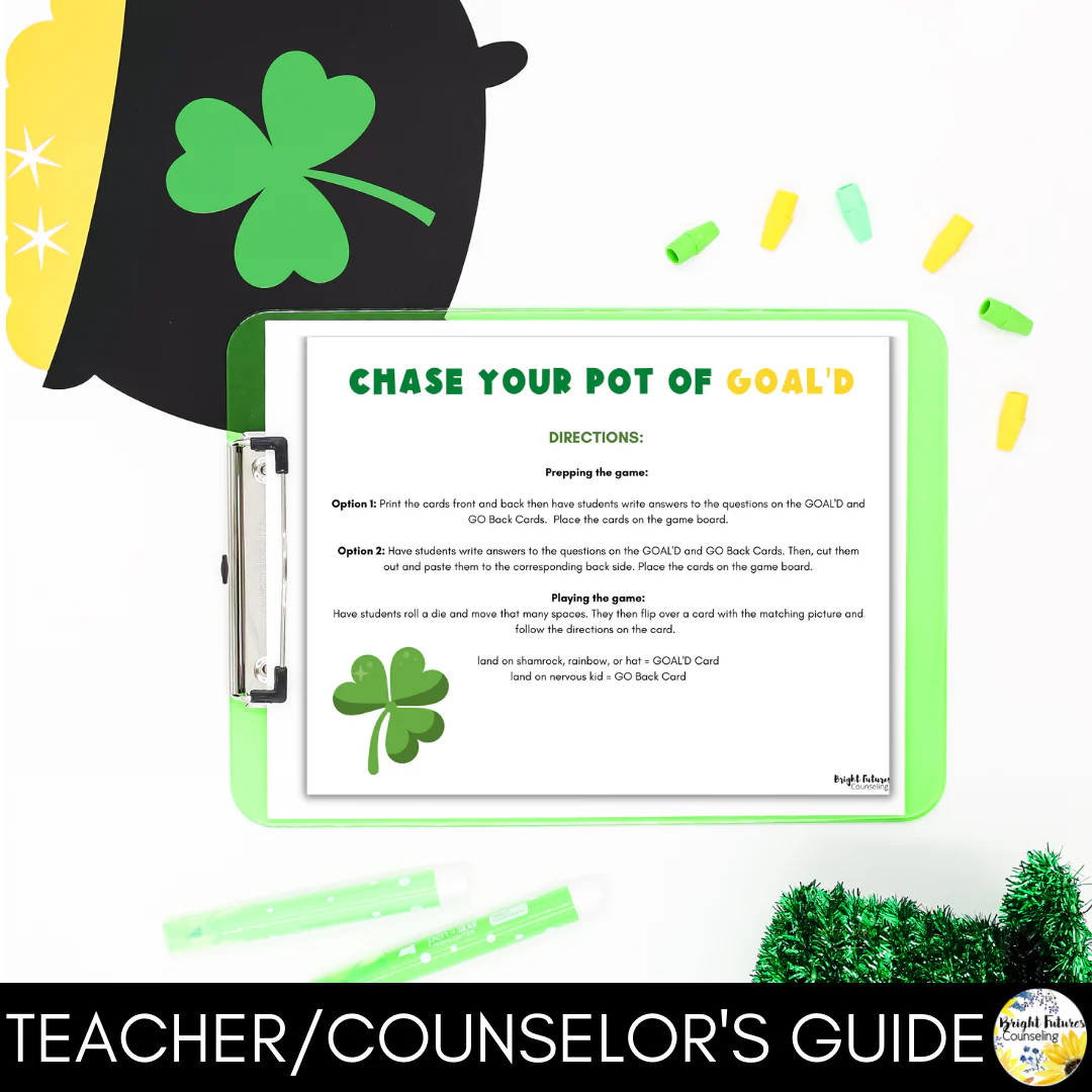 St. Patrick's Day Goal Setting Board Game - School Counseling Game - Image 8