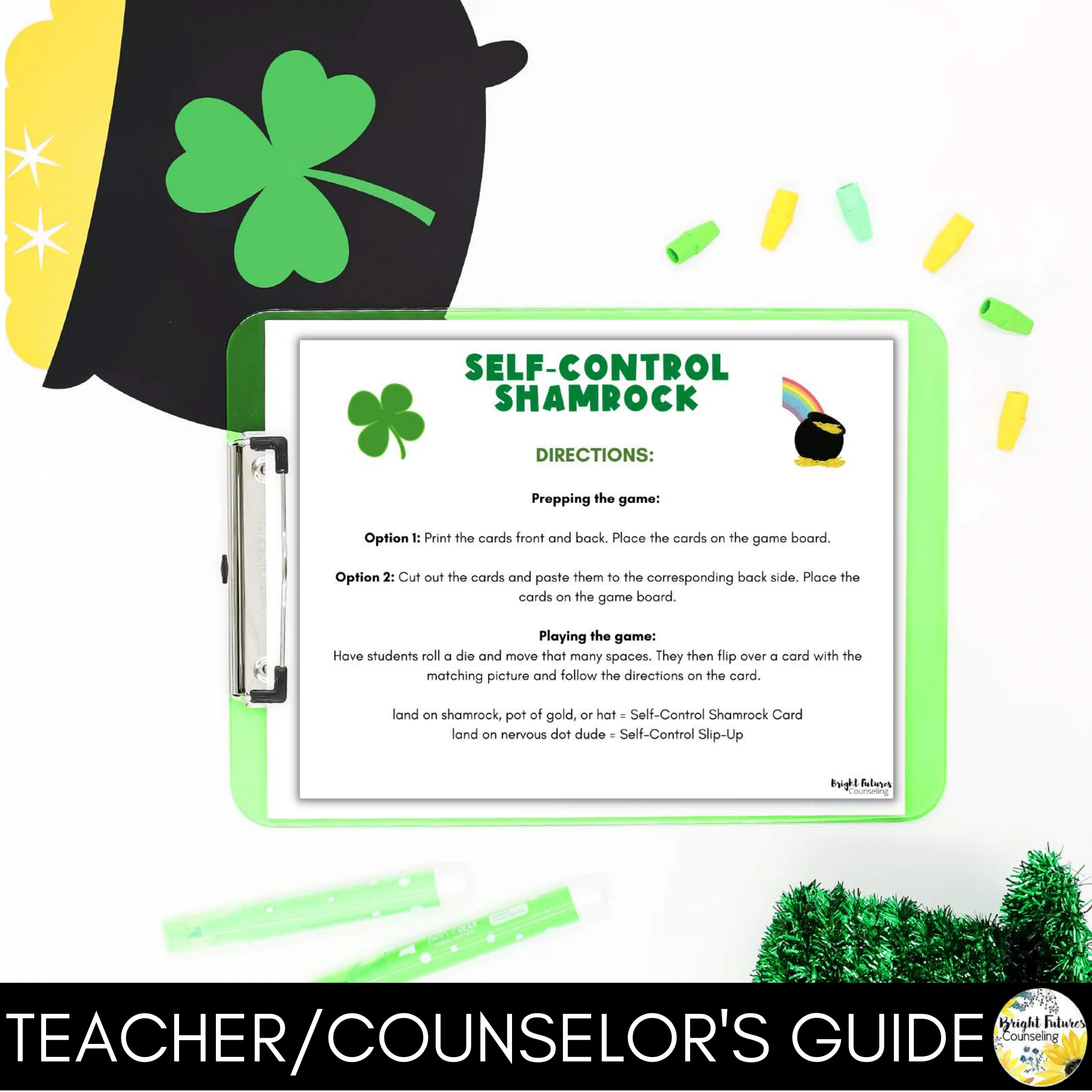St. Patrick's Day Self-Control Board Game - School Counseling Activity - Image 7