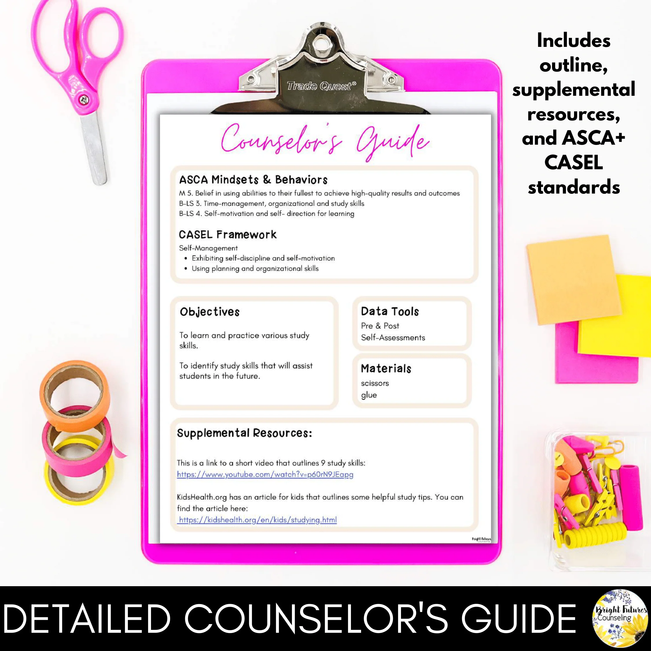 Study Skills Lesson for Social Emotional Learning & Elementary School Counseling - Image 3