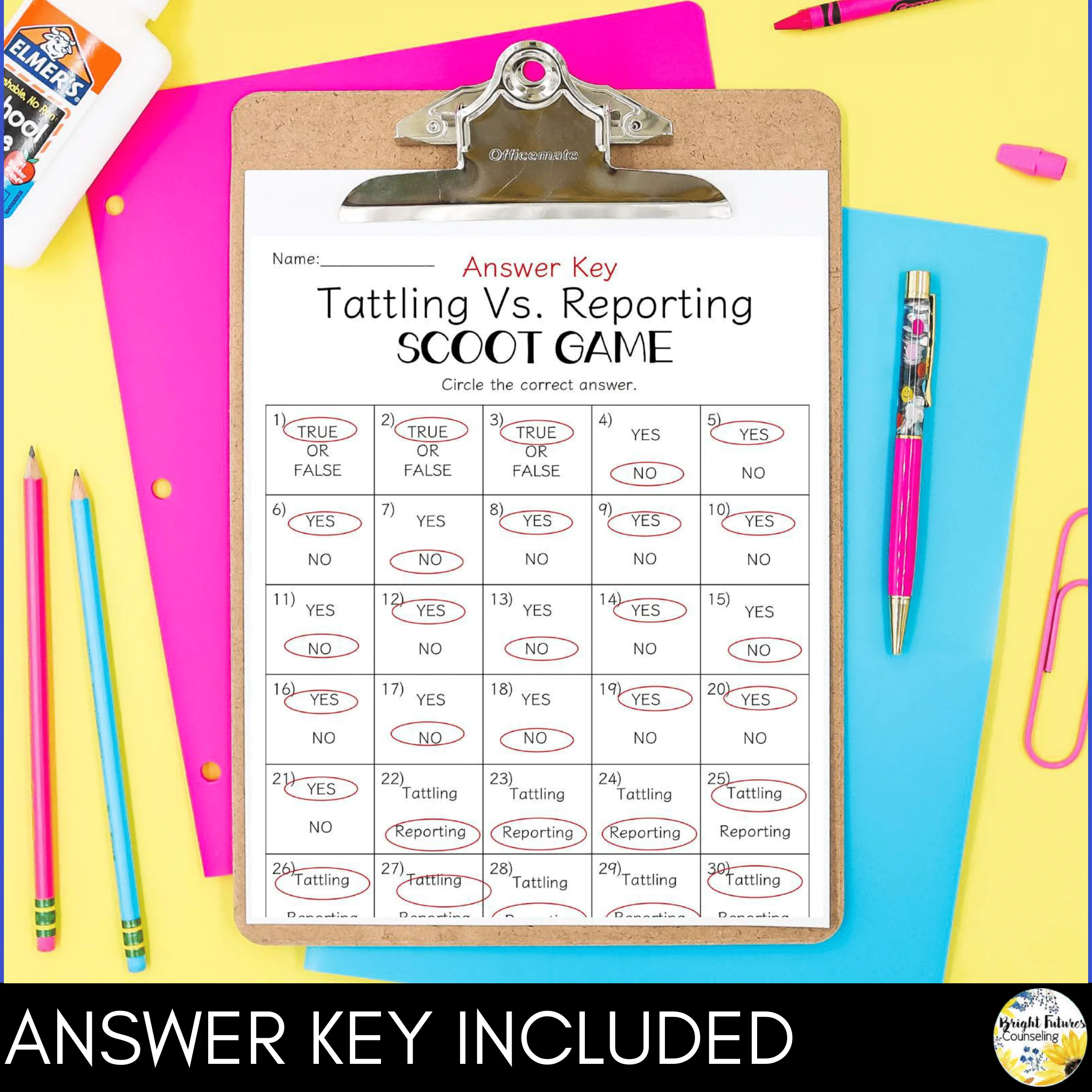 Tattling Vs Reporting Scoot Game School Counseling Game - Image 7