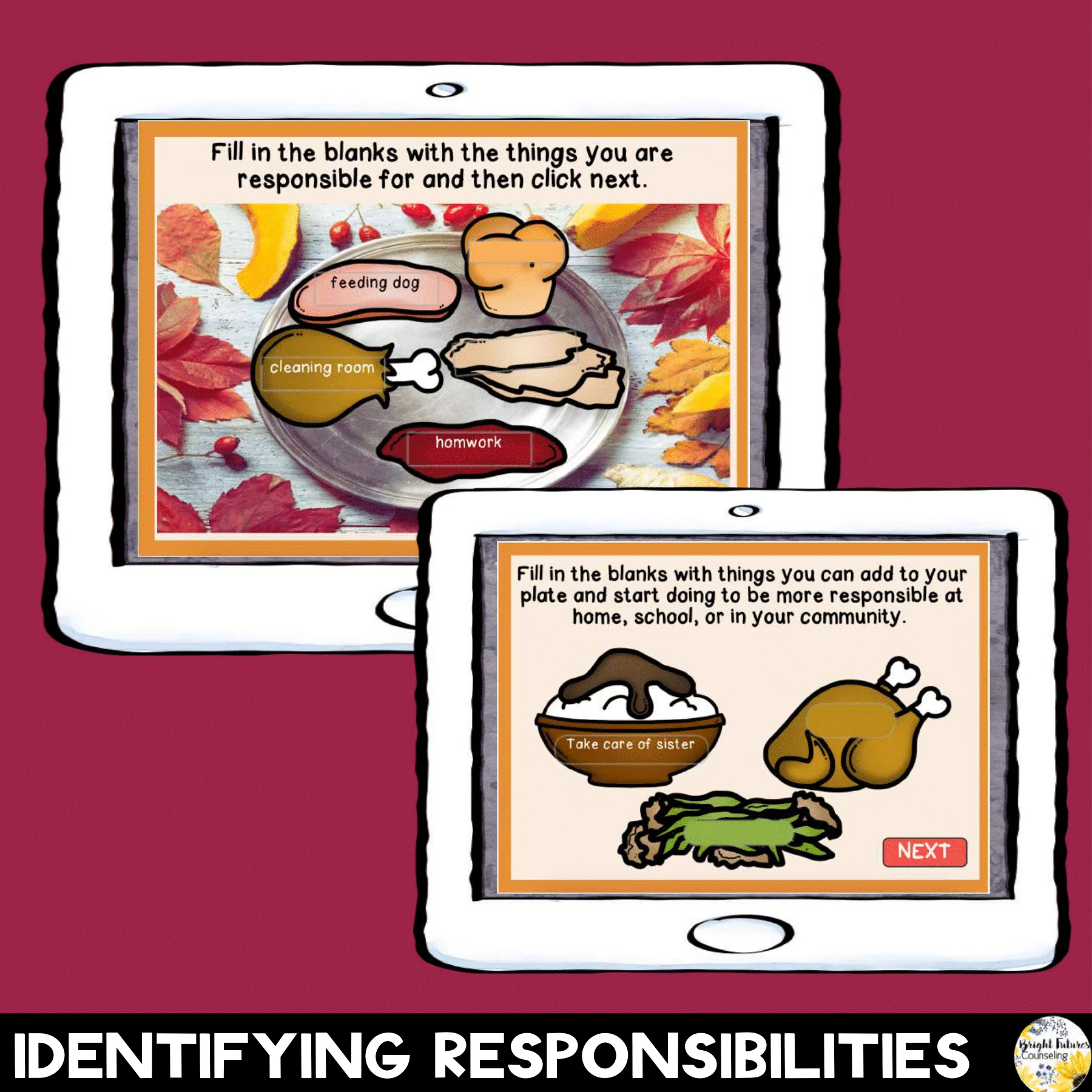 Thanksgiving Responsibility Boom Cards Distance Learning Activity - Image 4